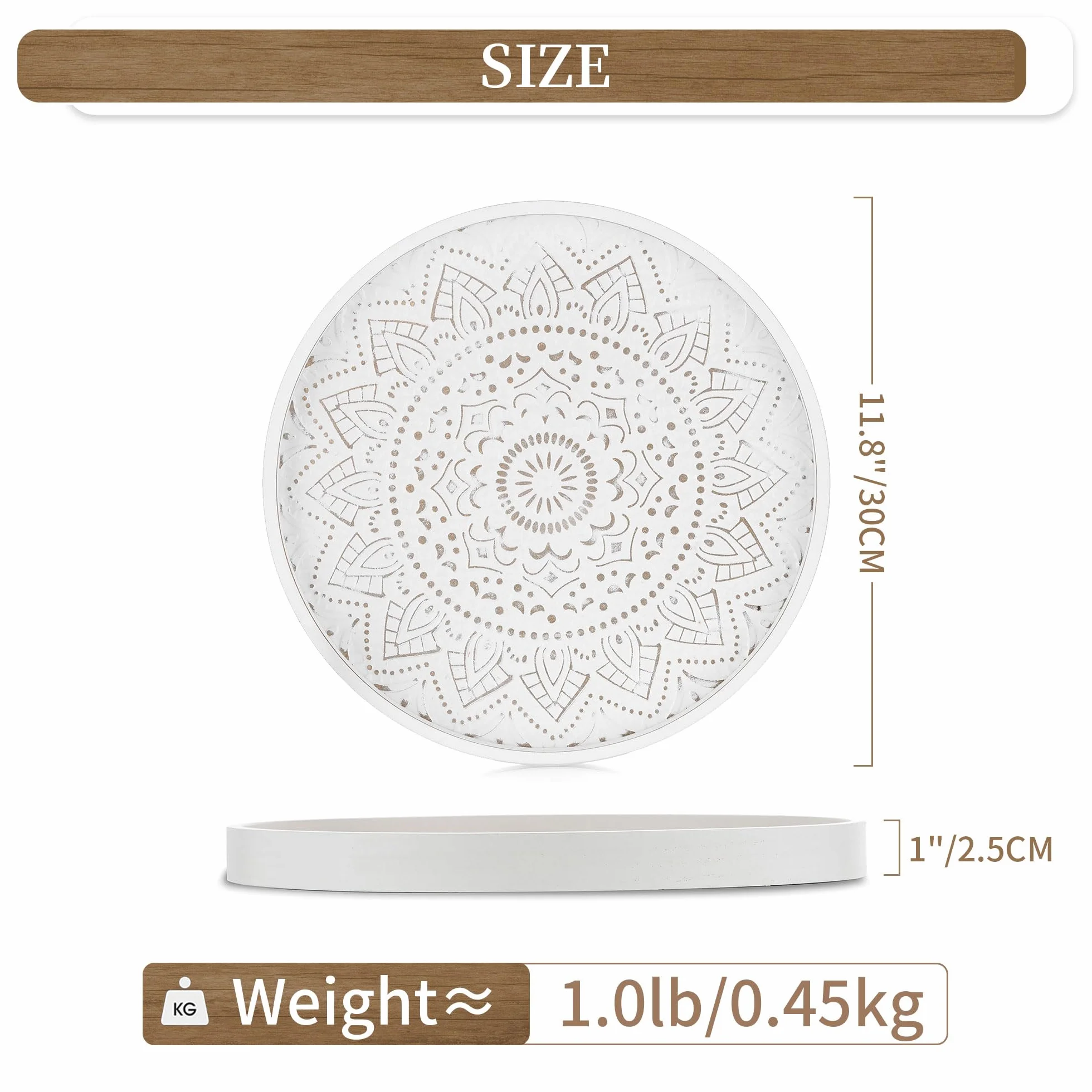 Hanobe Okrągła taca drewniana do serwowania 30 cm