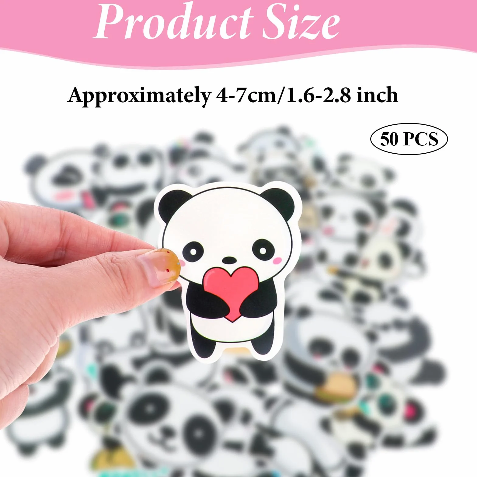 Molain 50 szt. naklejek panda, wodoodporne winylowe panda, scrapbooking, kalkomania, panda, dekoracje imprezowe, urocze naklejki z kreskówek, na butelkę z wodą, laptopa, scrapbookingu, deskorolkę,