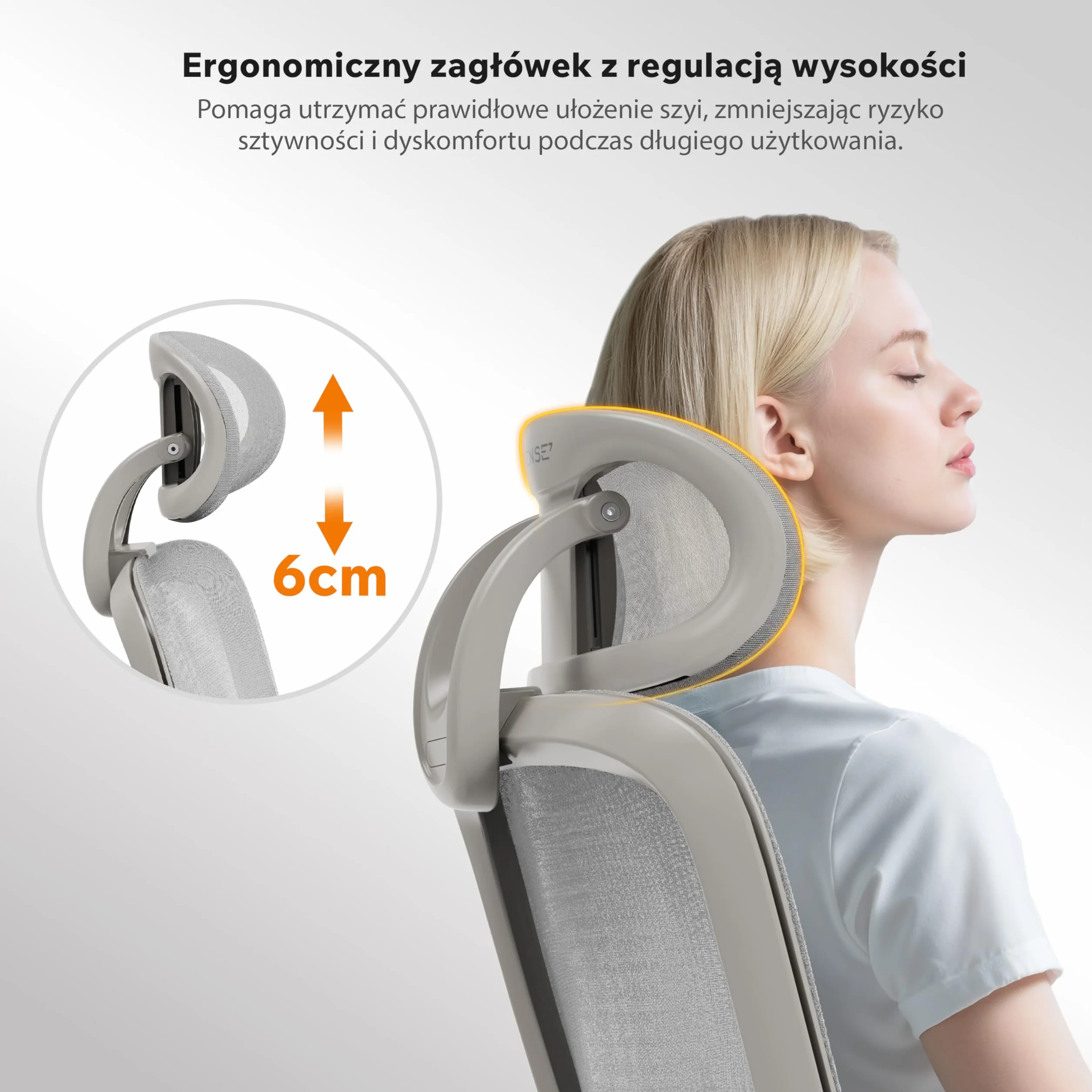SENSE7 Krzesło Biurowe Ergonomiczne Neyo Fotel Obrotowy z Regulowanymi Podłokietnikami Zagłówek 3D Siatka Mesh Nachylenie 140° Szary