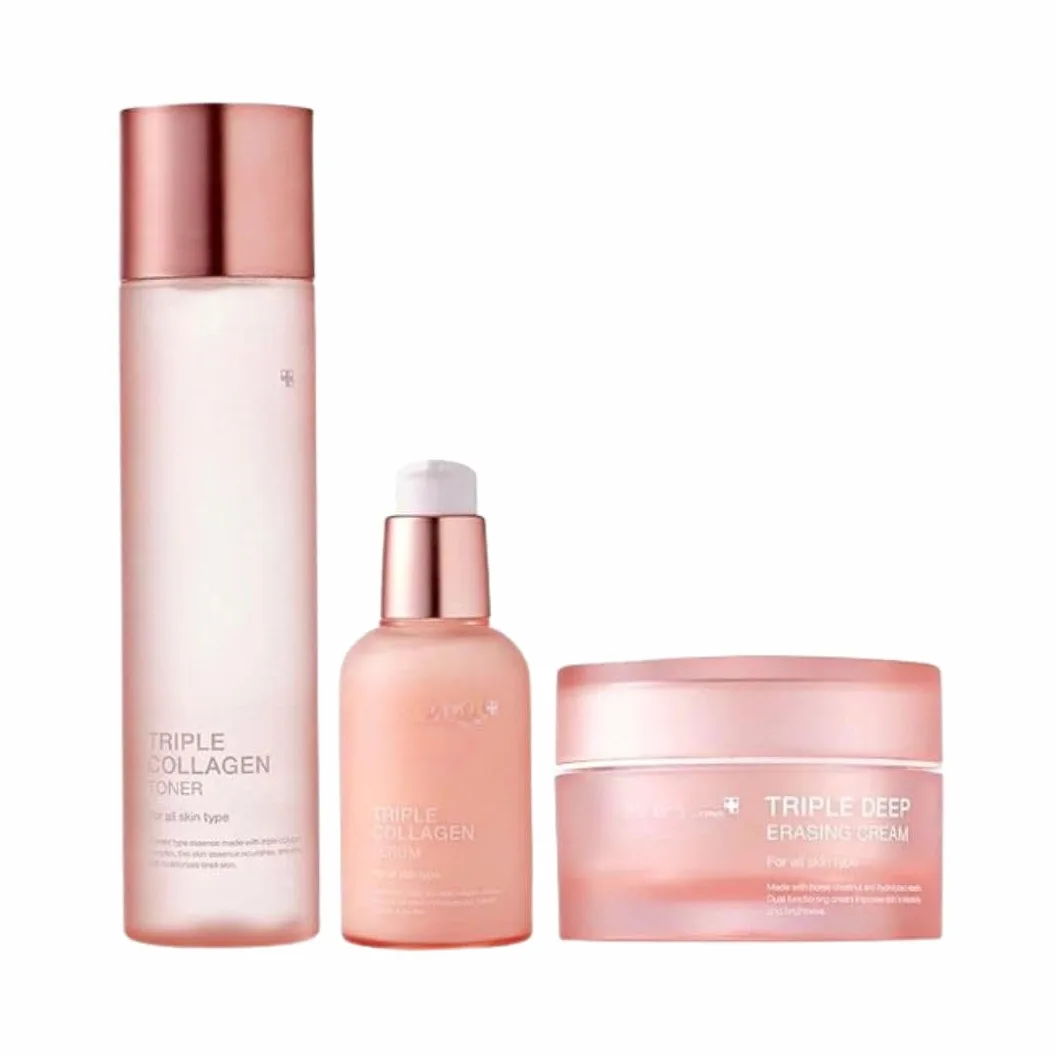 Potrójny toner kolagenowy, serum, zestaw kremowy, zestaw K-Beauty, koreańska rutyna pielęgnacji skóry