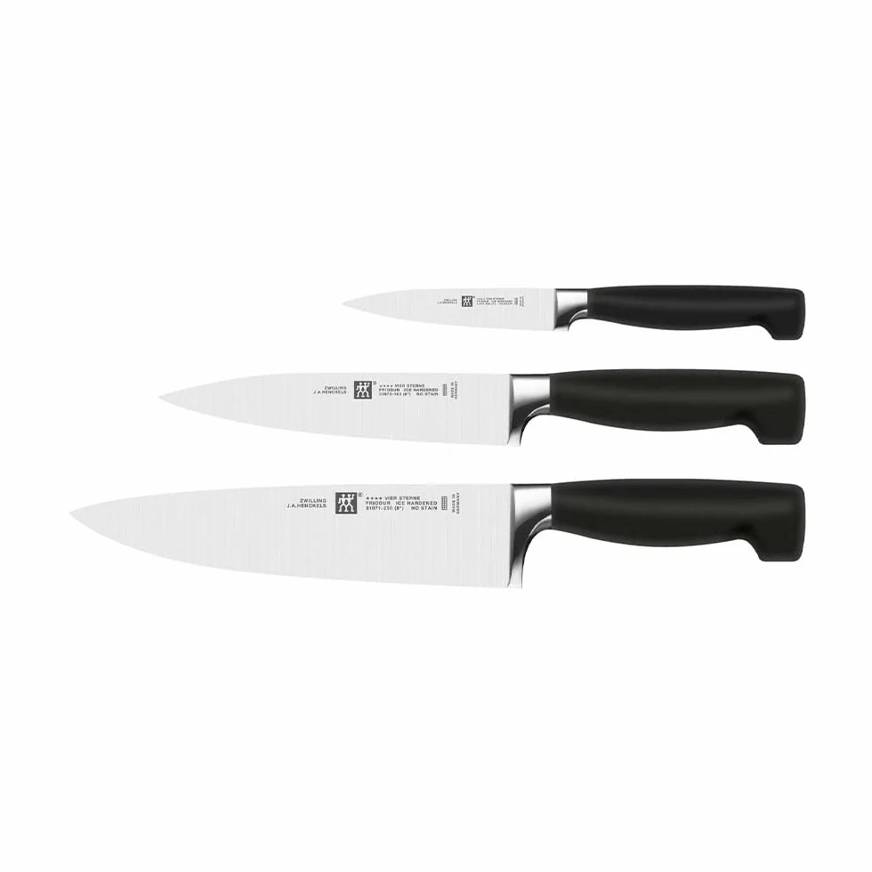 ZWILLING 3-częściowy zestaw noży, nóż do obierania, nóż do mięsa, nóż szefa kuchni, stal nierdzewna