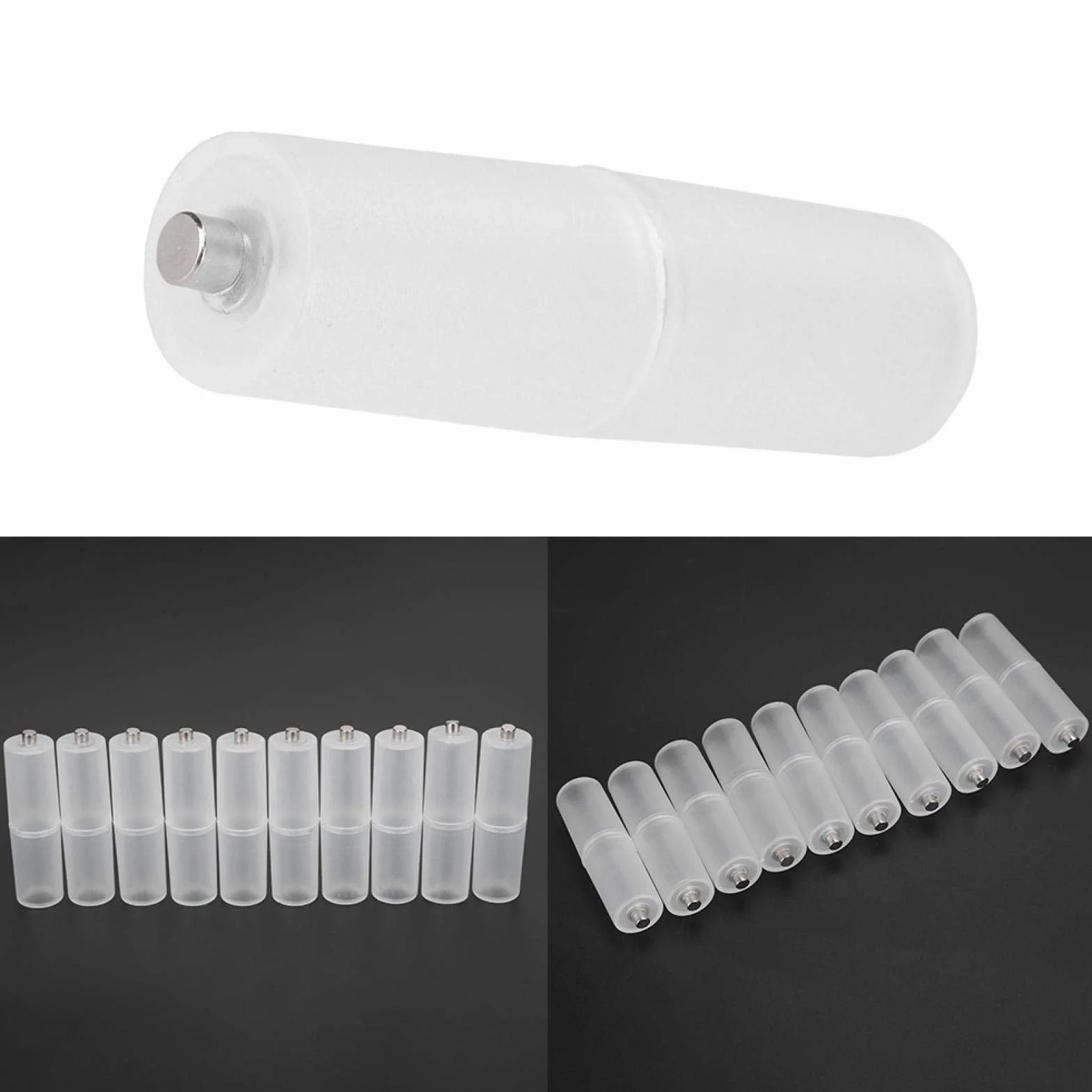 Adapter Konwertera Baterii, 10 Sztuk Adaptera Baterii AAA na AA, Adapter Konwertera Baterii AAA na AA, Uchwyt Baterii na Baterię (Przezroczysty)