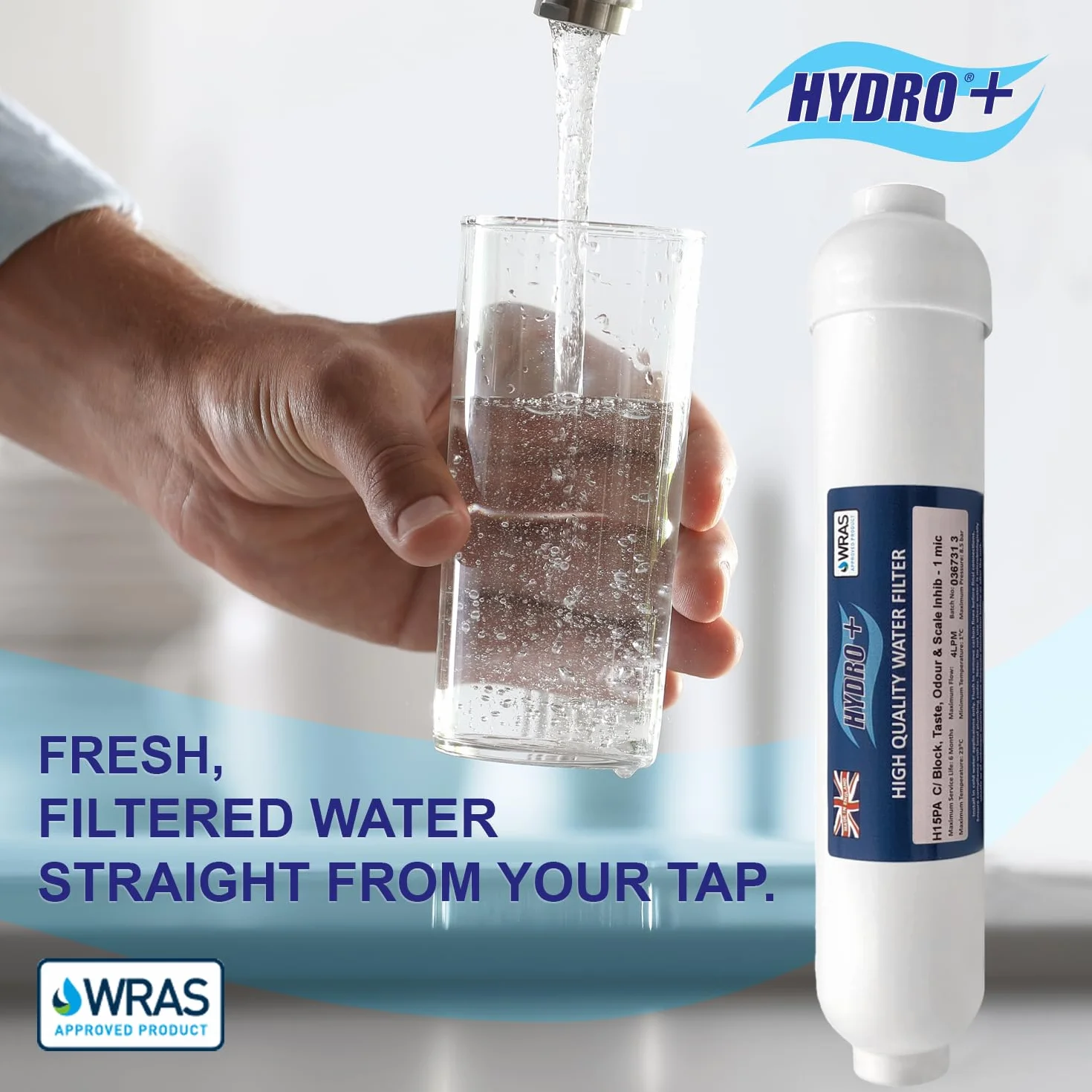 Filtr węglem blokowym Hydro+ H15PA 1/4" 1 mikron do lodówek Samsung LG GE Bosch Daewoo Neff Siemens