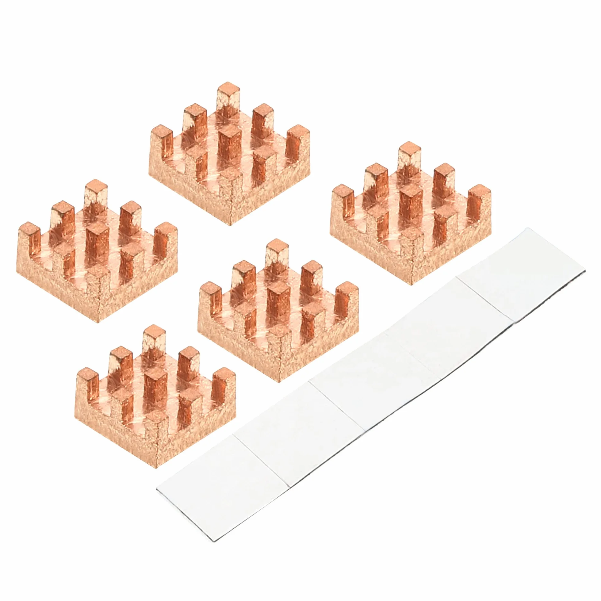 sourcing map 5 sztuk miedziane radiatory 6 x 6 x 3 mm z samoprzylepną podstawą do chłodzenia chipsetu IC