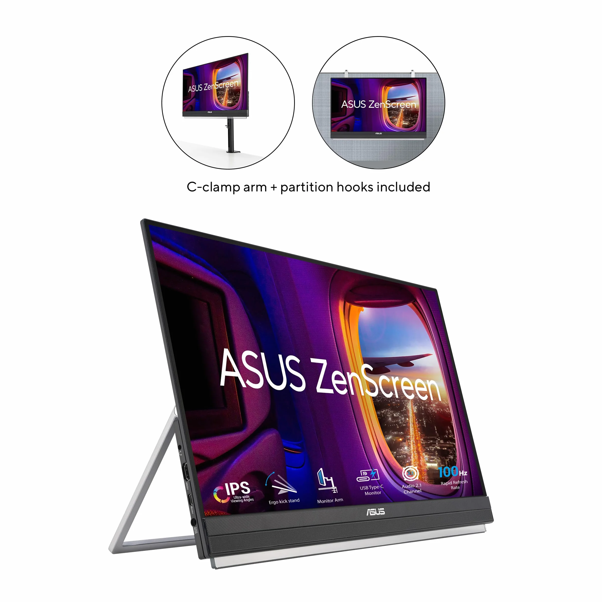 ASUS ZenScreen MB229CF przenośny monitor USB 22" – Full HD 1920 x 1080, USB typ C 60 W, HDMI, automatyczna rotacja, podpórka – panel IPS 100 Hz, 16:9, antyrefleksyjny, głośnik 2.1