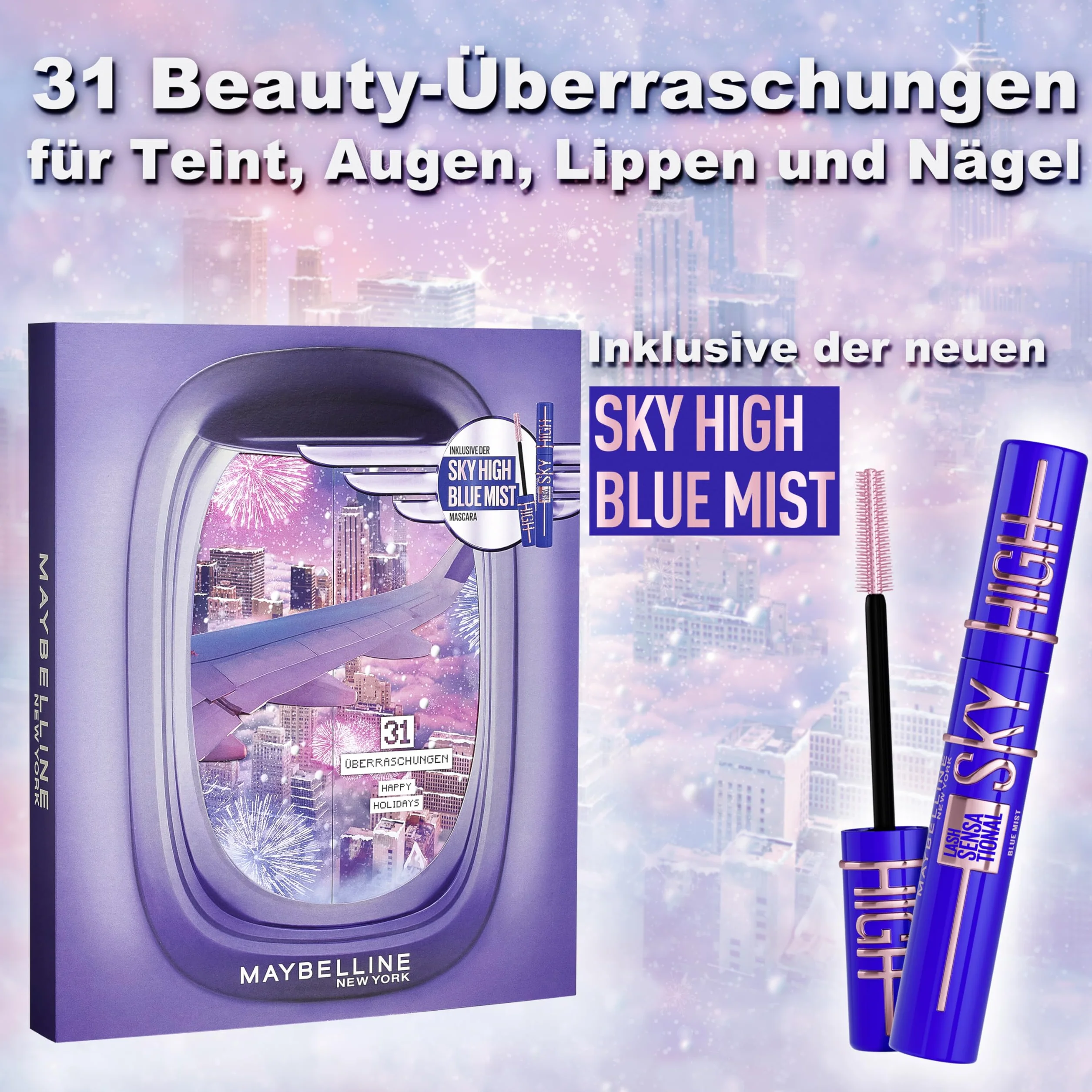 Maybelline Nowy Jork kalendarz adwentowy 2024 31 drzwiczek, z 31 niespodziankami kosmetycznymi
