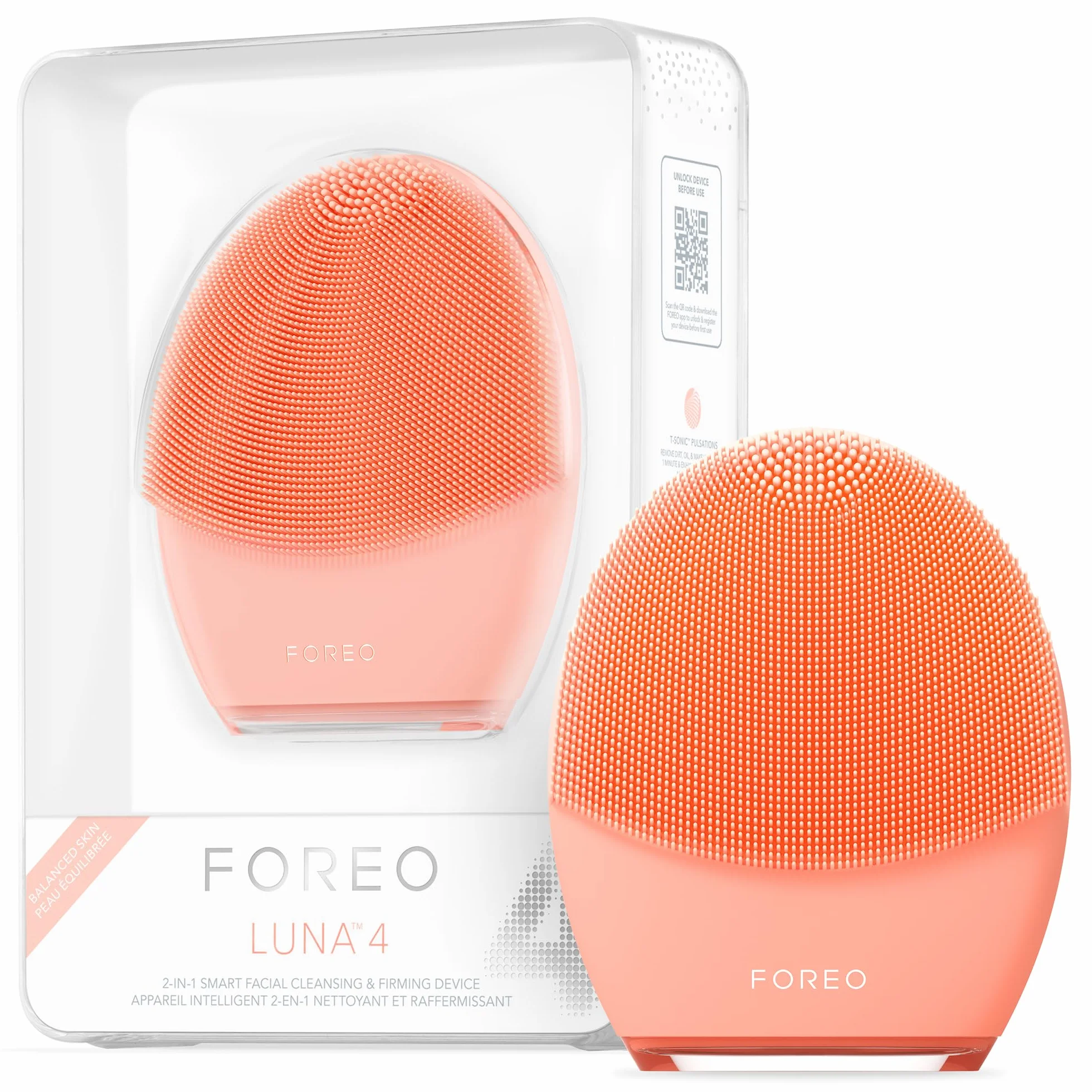 FOREO LUNA 4 Szczotka do oczyszczania twarzy, ujędrniający masażer twarzy, przeciw starzeniu się, poprawia wchłanianie produktów do pielęgnacji skóry, prosta pielęgnacja twarzy, zrównoważona skóra