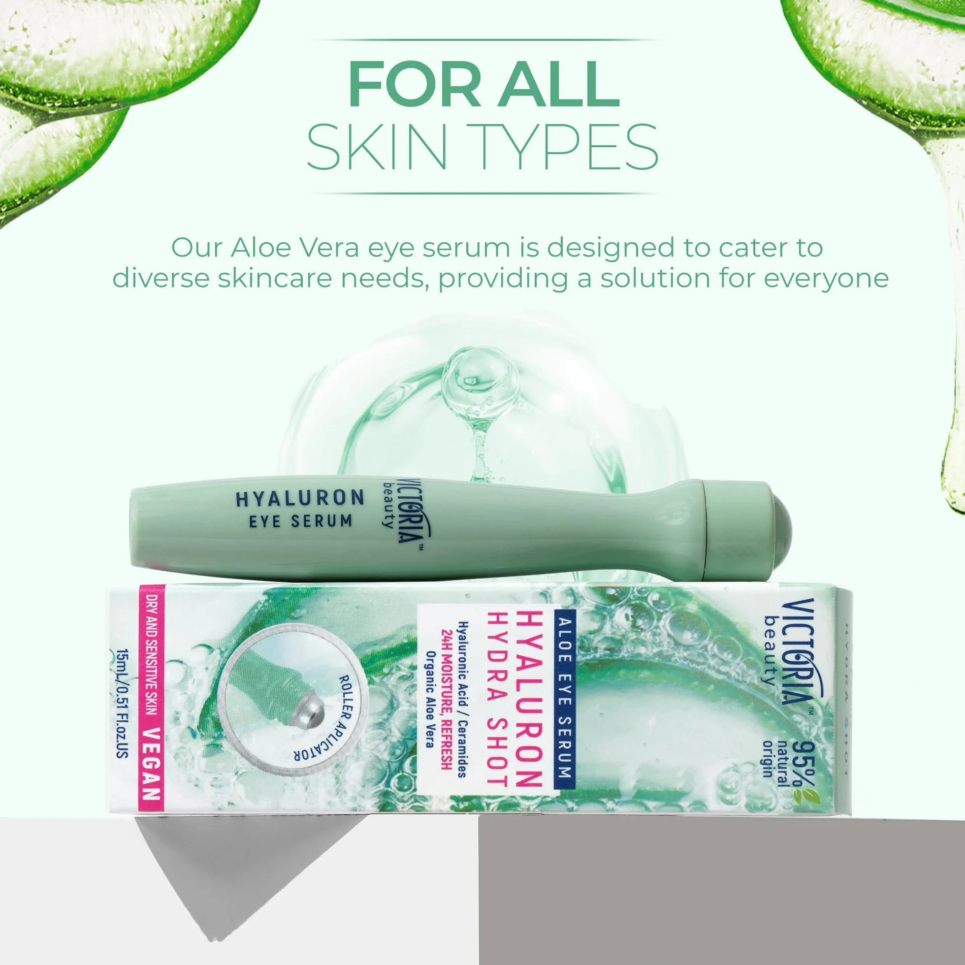 Victoria Beauty Wałek do serum pod oczy z niacynamidem, kwasem hialuronowym, 15 ml