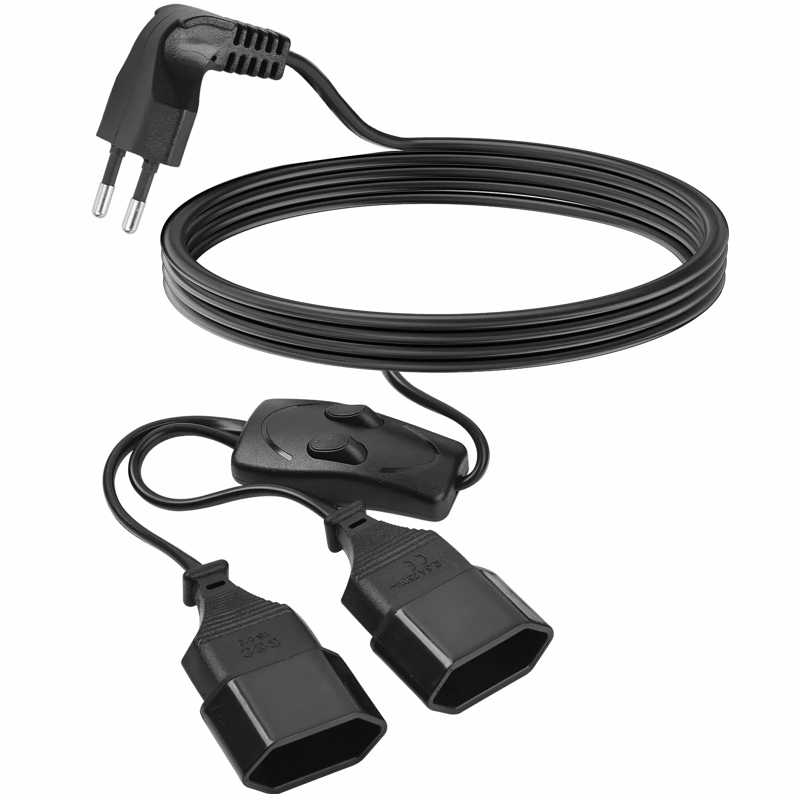 Przedłużacz 2 m z nasadką ochronną na zewnątrz – do użytku wewnątrz i na zewnątrz – przedłużacz – 230 V IP44 – z wtyczką Schuko – zestyk ochronny, kabel na plac budowy, wtyczka ze stykiem ochronnym