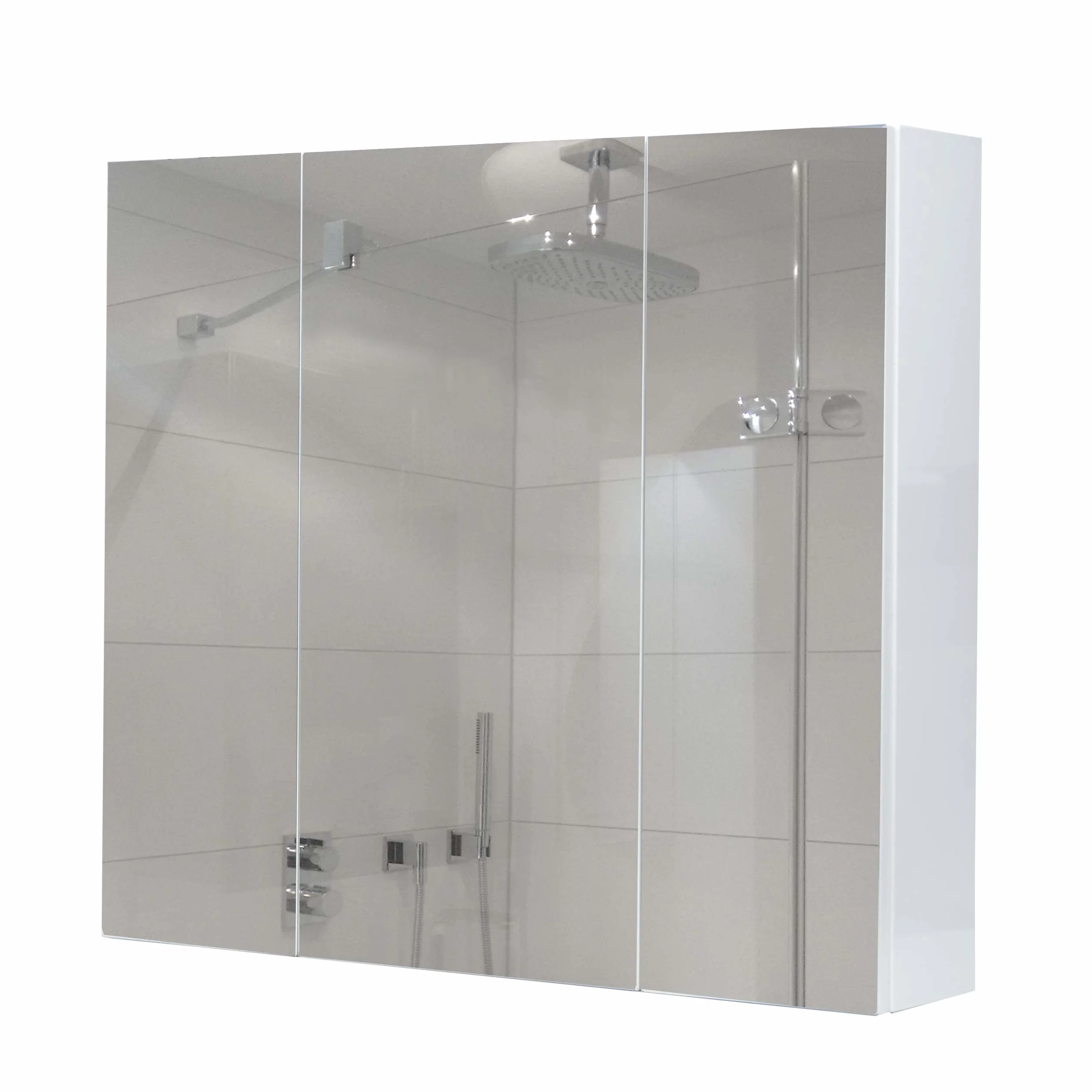 Mendler Szafka łazienkowa wisząca z lustrem HWC-B19b 70x80x16 cm biała wysoki połysk FSC