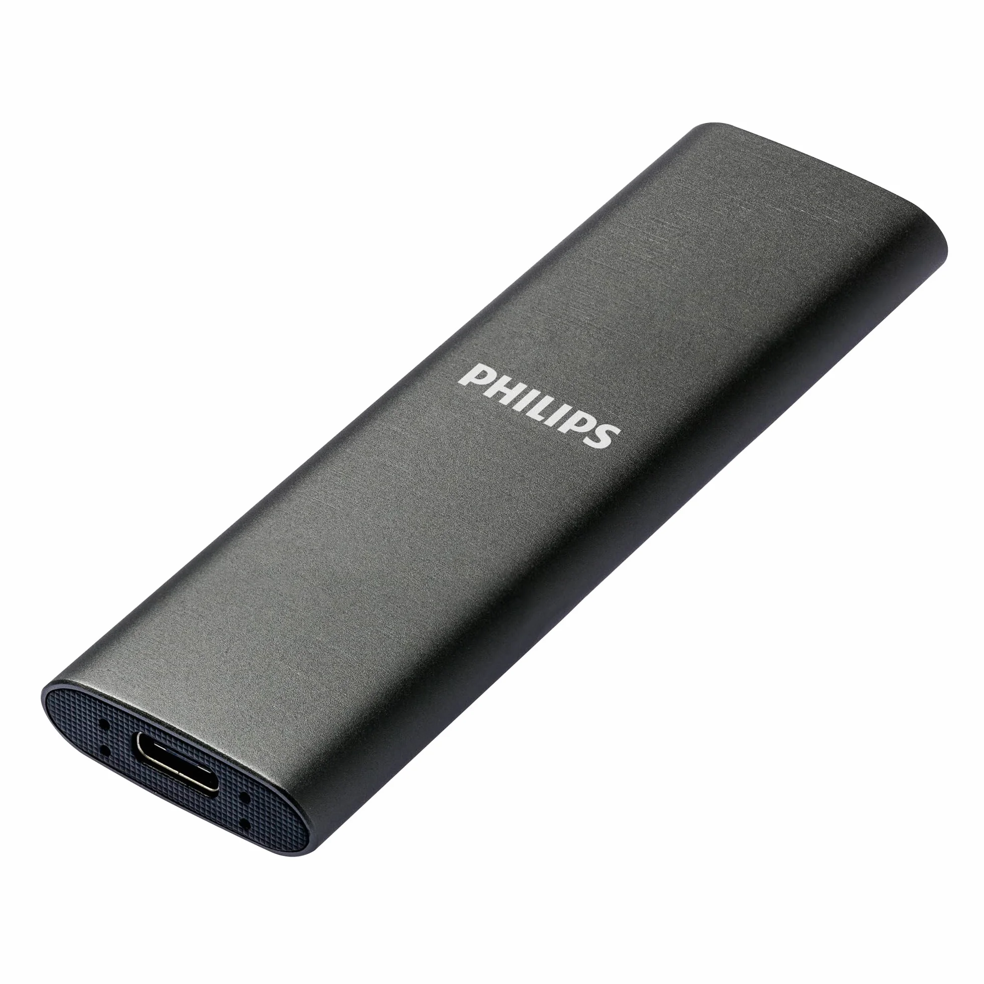 PHILIPS Przenośny zewnętrzny dysk SSD 250 GB - Ultra Slim SATA Ultra Speed USB-C - USB, Odczyt do 540 MB/s, zapis do 540 MB/s, aluminium