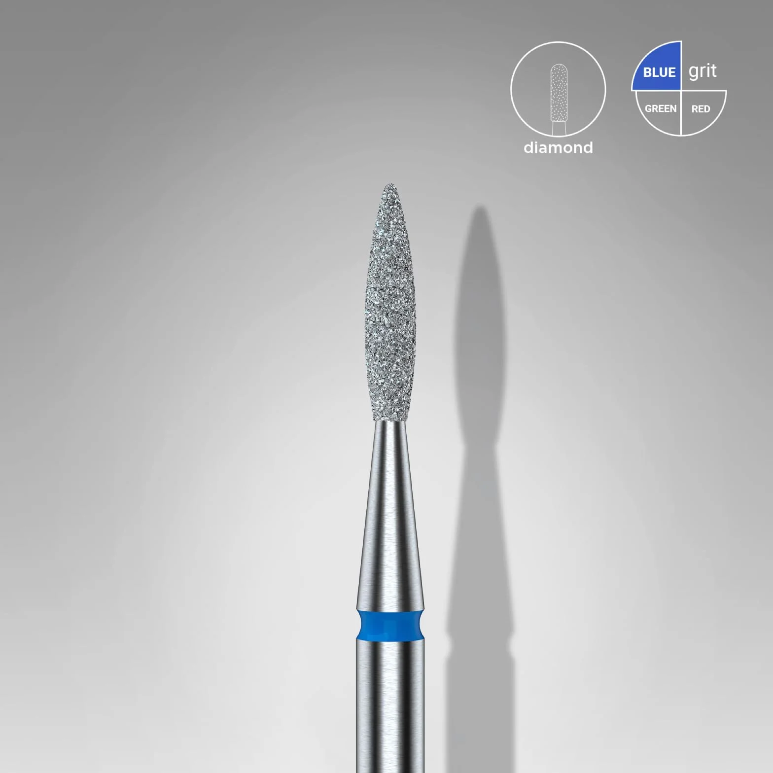 Frez diamentowy STALEKS płomyk ostry 1.6*8mm, niebieski