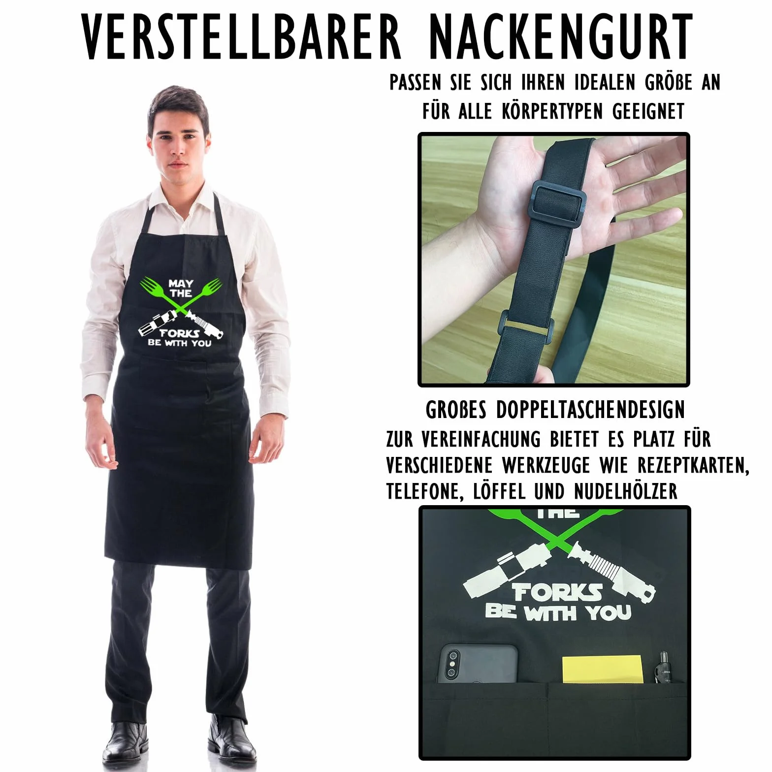 Sugeru Fartuch kuchenny Star Wars z 2 kieszeniami wodoszczelny regulowany