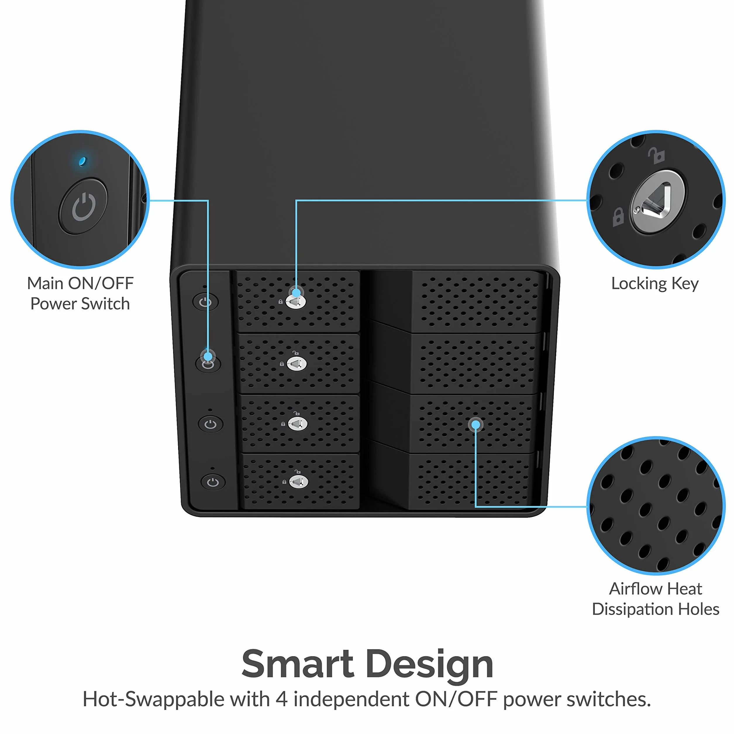 SABRENT 4-wnękowa stacja dokująca do dysku twardego, SSD HDD 2.5 3,5-calowa stacja dokująca SATA, zewnętrzna obudowa SSD, klonowanie offline, przełączniki ON/OFF, bez narzędzi, kable USB typu A i C w