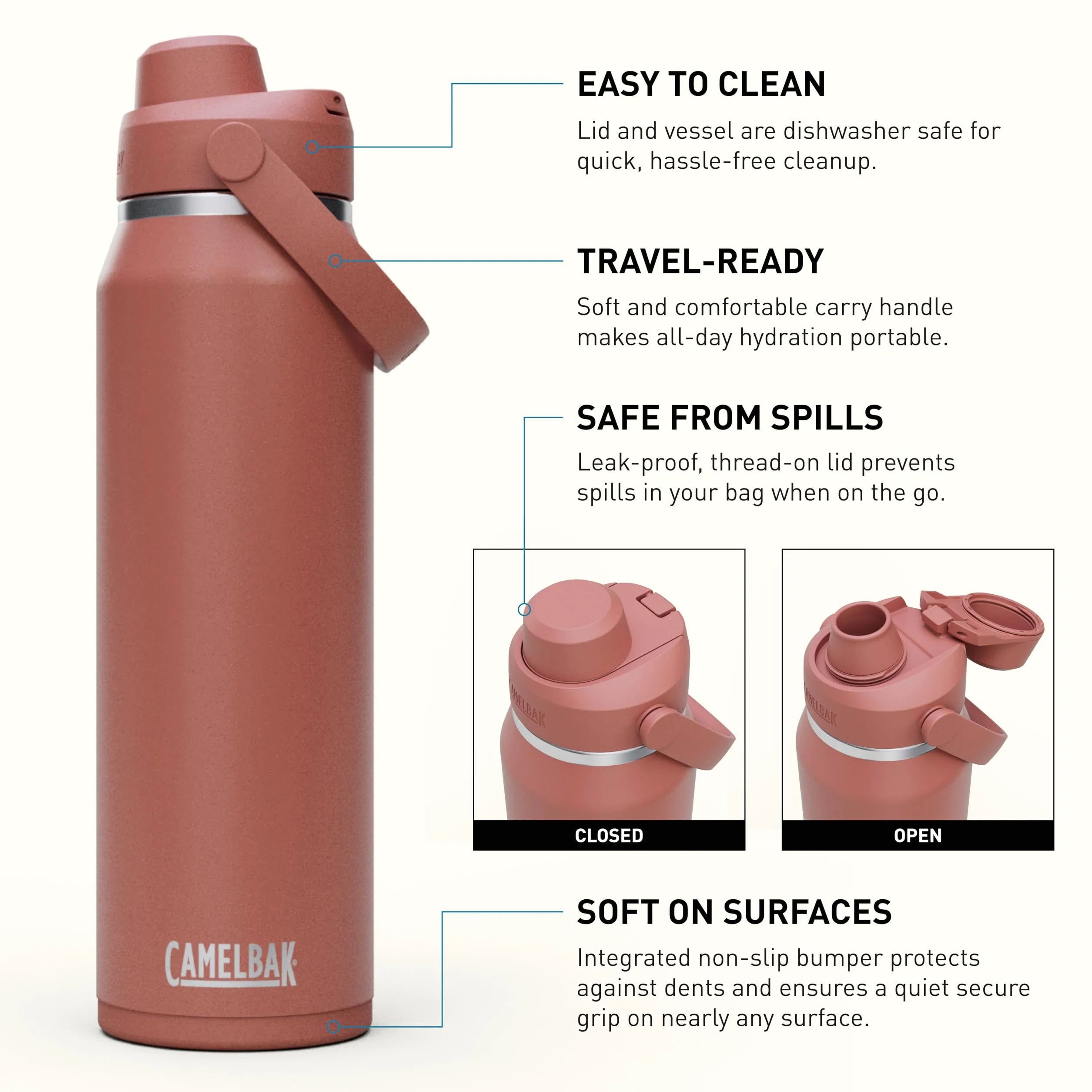 CamelBak Thrive Chug izolowana butelka na wodę ze stali nierdzewnej Sierra Red, 946 ml