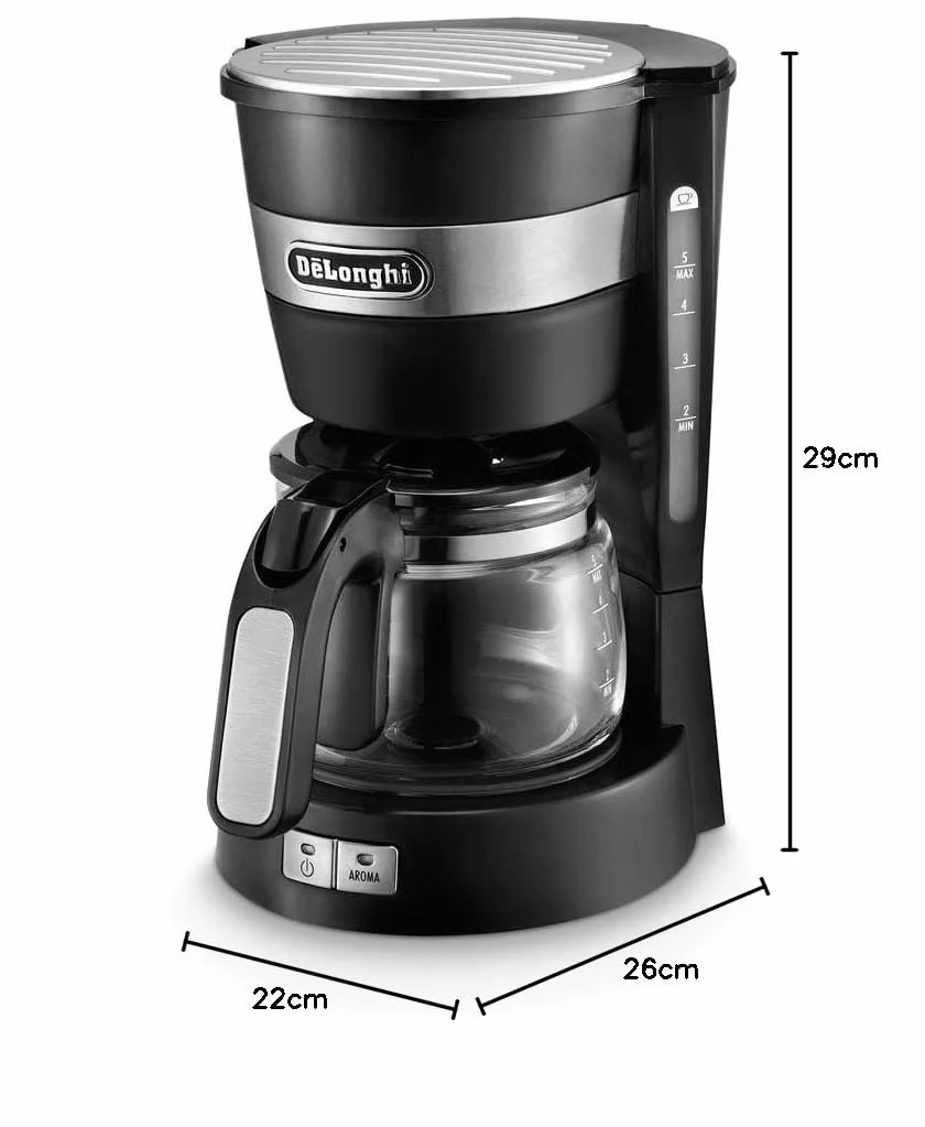 De'Longhi ICM 14011.BK Przelewowy ekspres do kawy (650 W), czarny
