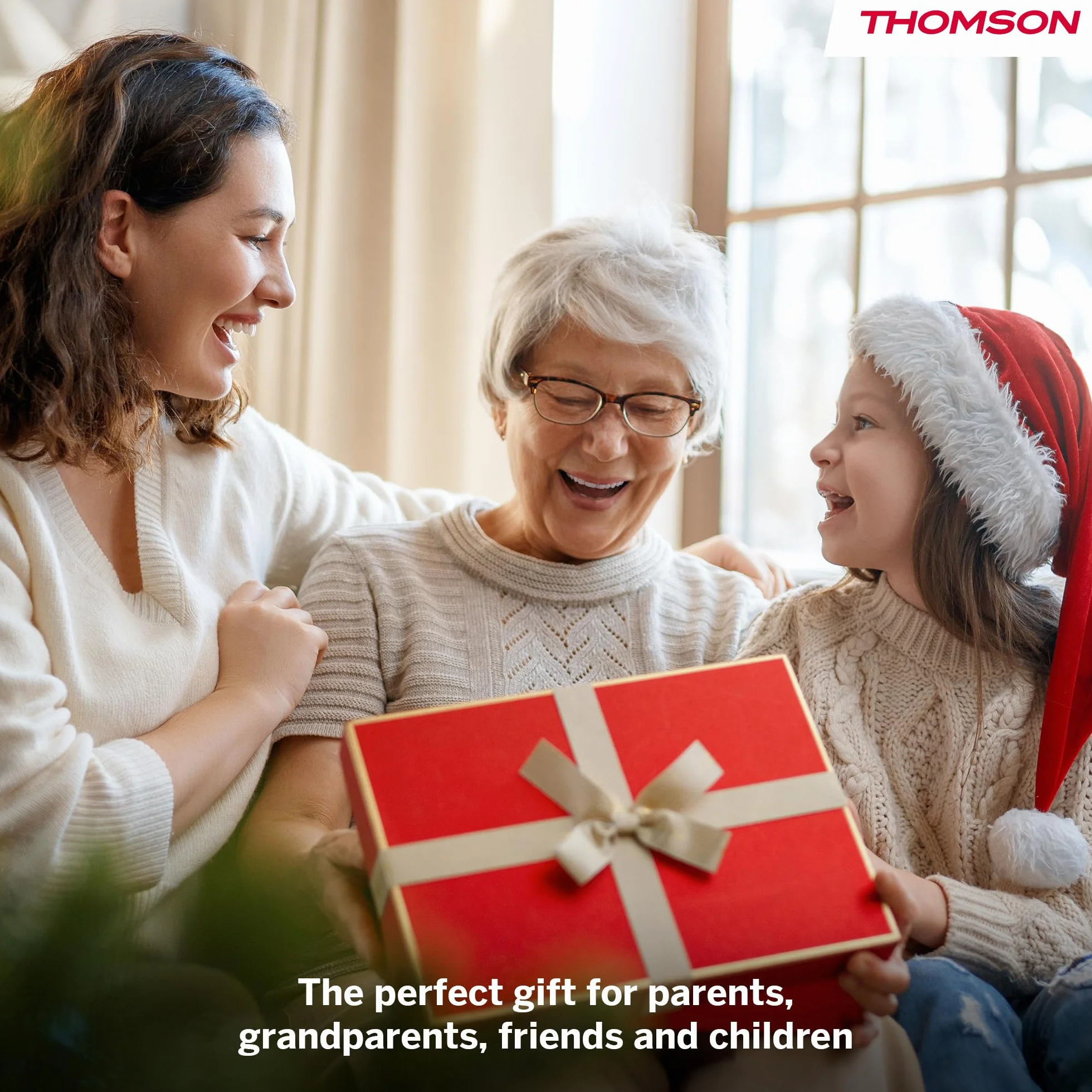 Thomson Cyfrowa Ramka na Zdjęcia 10 Cali, Ekran IPS, Ekran Dotykowy HD, WLAN, Bezpośrednie Udostępnianie przez App, Funkcje Smart, Elektroniczna Ramka na Zdjęcia z Pamięcią 32 GB, Automatyczny Obrót