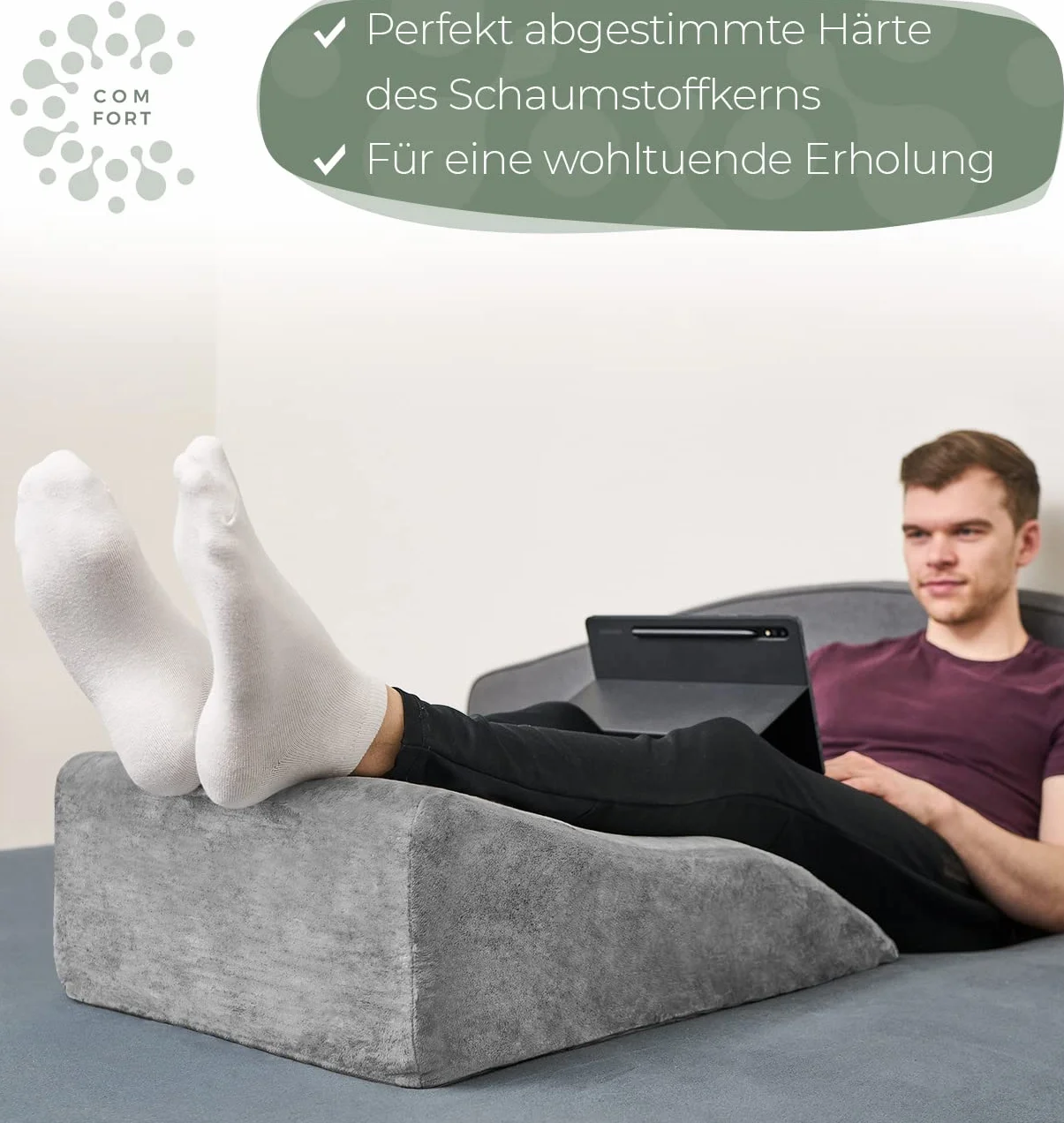 Ergonomiczna poduszka przeciwżylakowa do unoszenia nóg - podkładka pod nogi do unoszenia nóg - poduszka do unoszenia nóg - poduszka klinowa, poduszka wspornikowa dla nóg i kolan, idealna jako poduszka