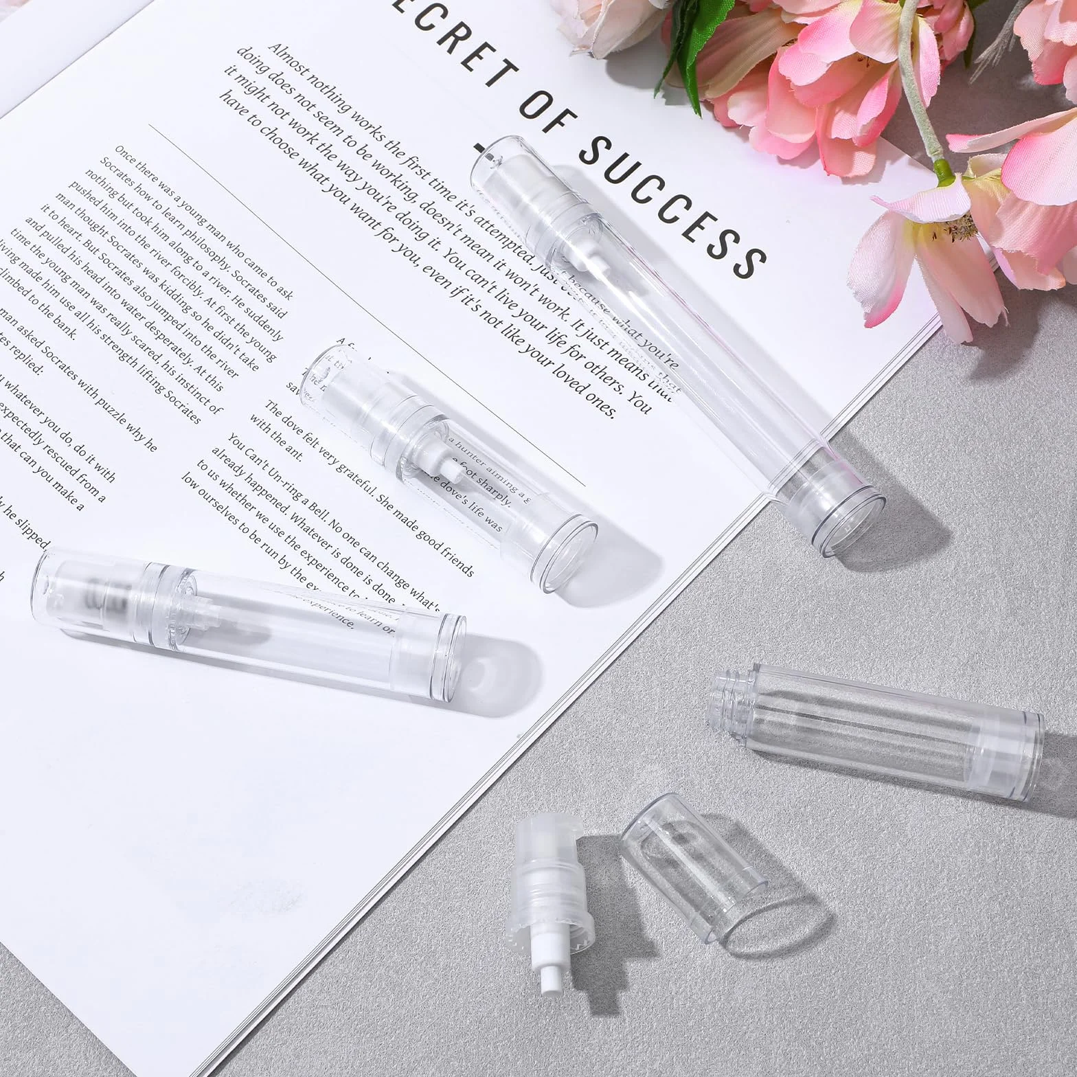Andibro Airless dozownik z pompką, 12 sztuk, 5 ml, 10 ml, 15 ml, mały, pusty dozownik kremu, pusta, bezpowietrzna, przenośny dozownik kremu do podróży, użytku w domu