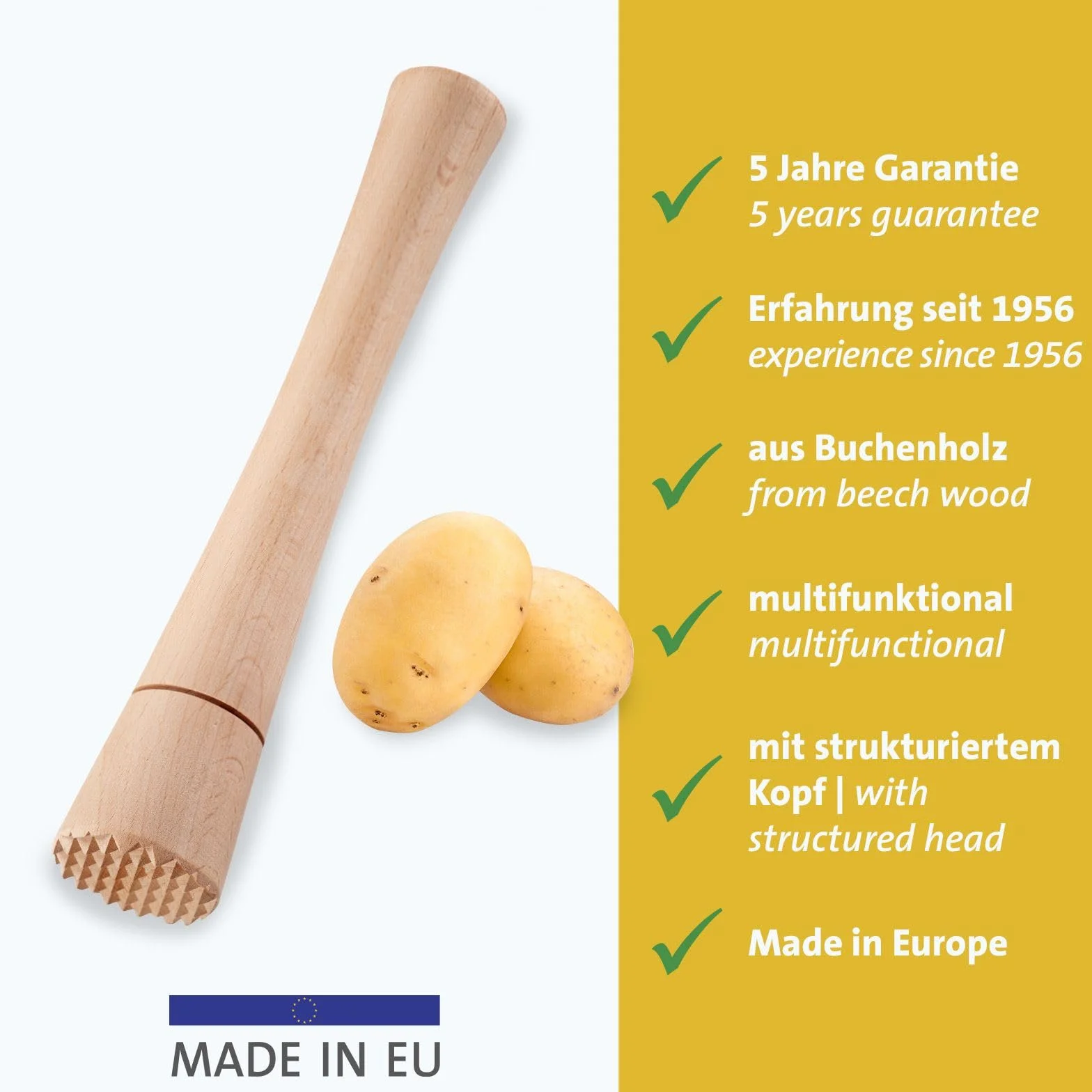 Westmark Ubijak do fermentacji – solidny ręczny ubijak, idealny do kimchi, kiszonej kapusty i fermentacji różnych produktów spożywczych, łatwy w użyciu – drewno bukowe