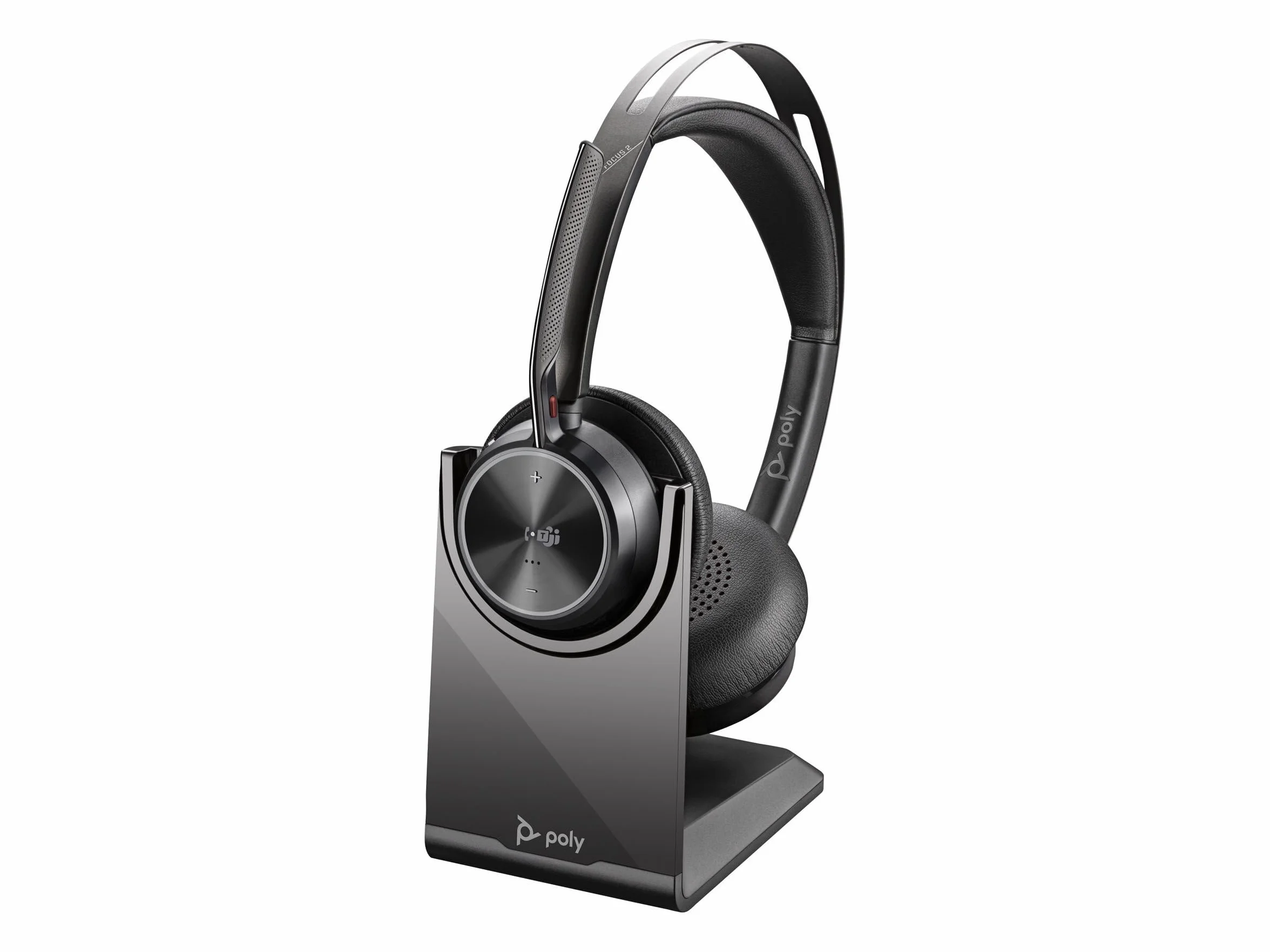 Poly - Voyager Focus 2 UC USB-A Headset with Stand (Plantronics) - Bluetooth Dual-Ear (Stereo) Headset with Boom Mic - USB-A PC/Mac Compatible - Active Noise Canceling - Works with Teams (Certified)