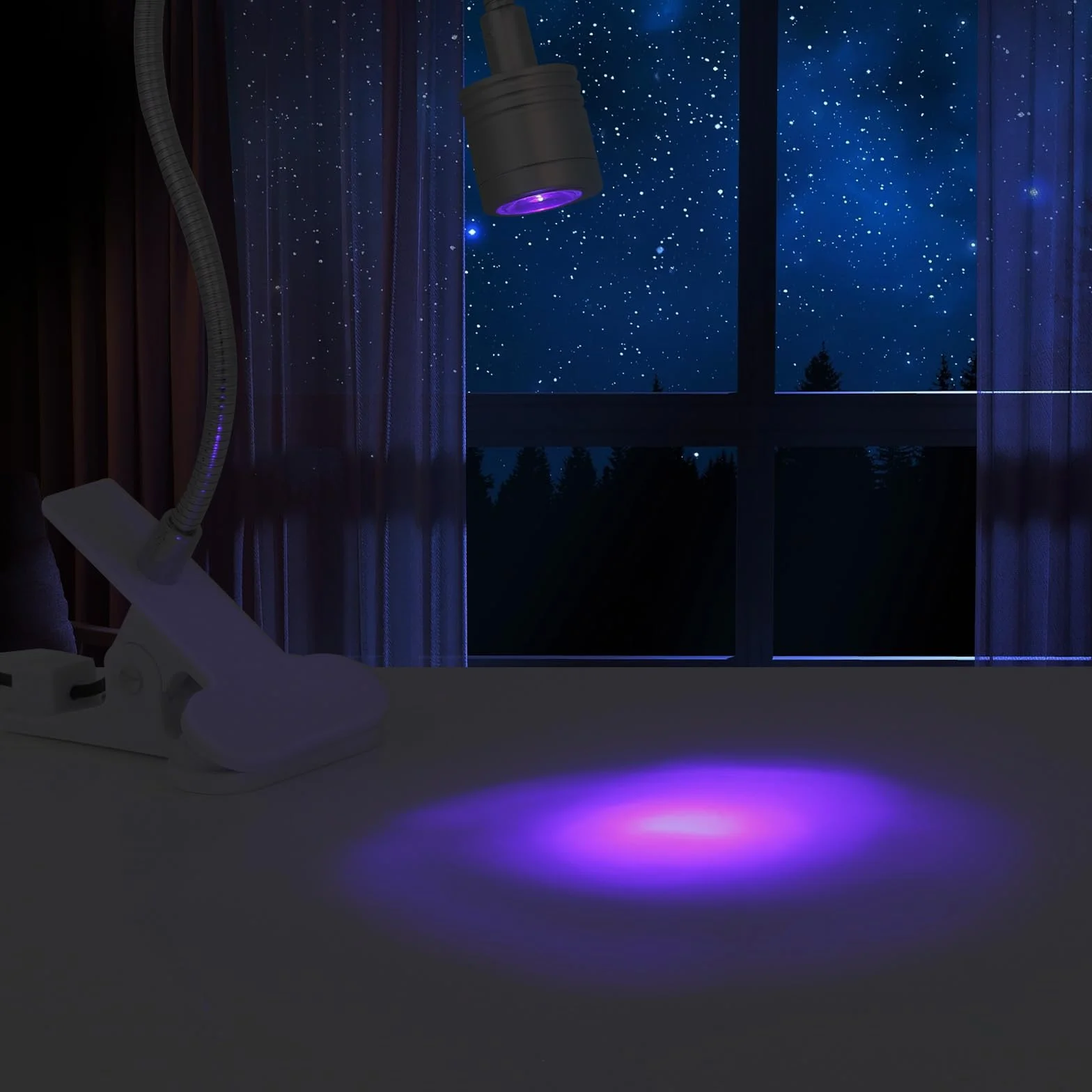 AiQInu Lampa UV Żelowych, Lampa LED 3 W Obrotowa z USB i Klipsem, Do Żelowego Lakieru do Paznokci, Salonu, Srebrna