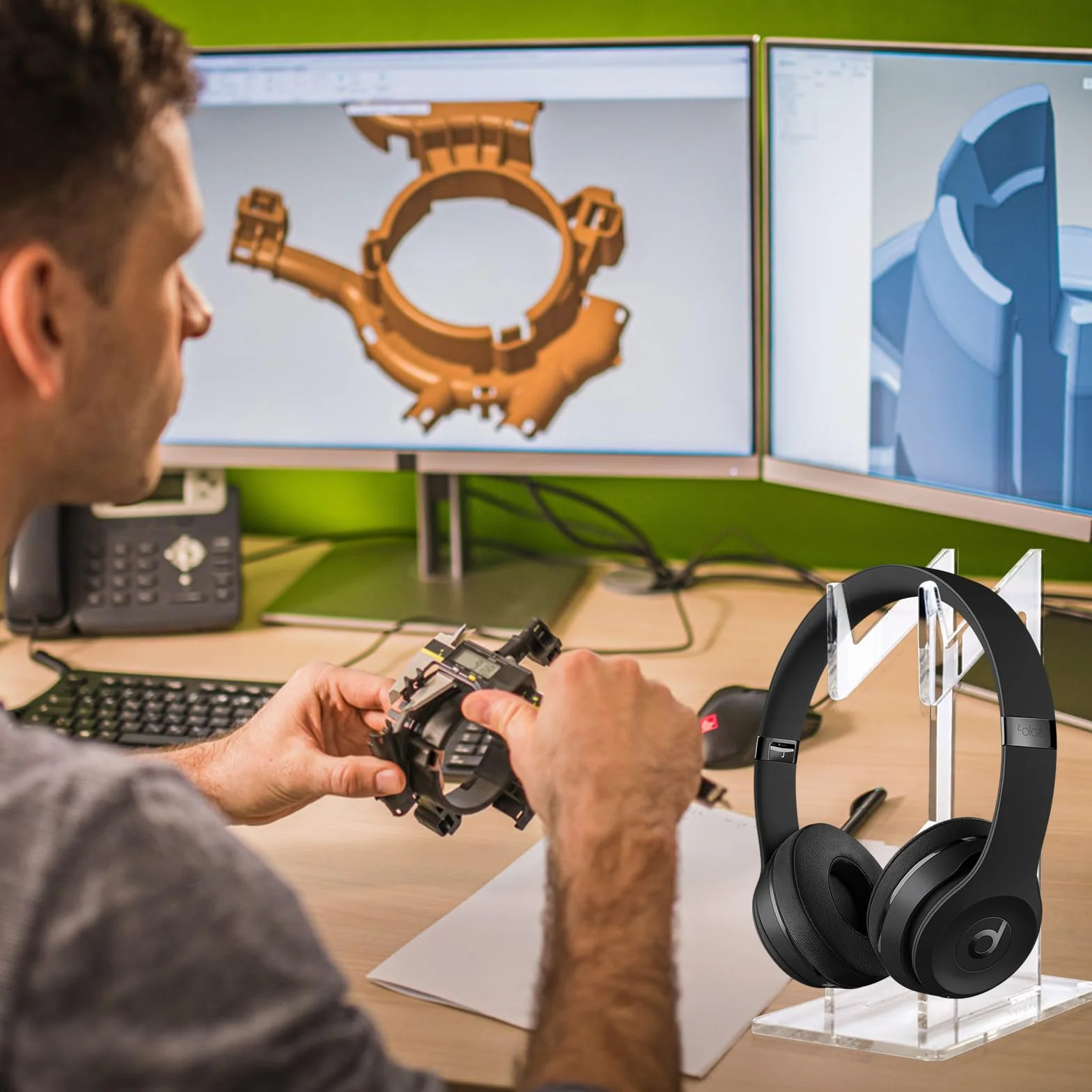 Sophisticate Akrylowy uniwersalny stojak na słuchawki i kontroler 2 w 1 do PS4/PS5/Xbox/Xbox 360 - akcesoria do gier o tematyce kosmicznej