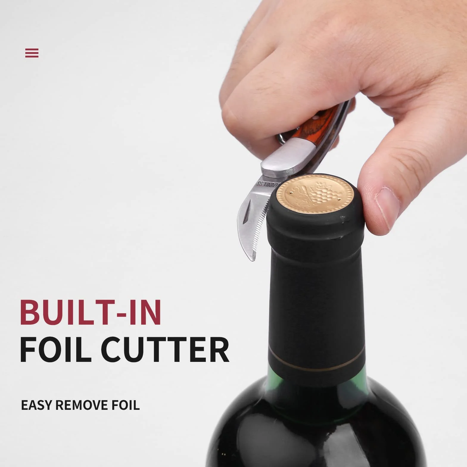 Korkociąg kelnerski sommelier, otwieracz do wina, drewno pakka