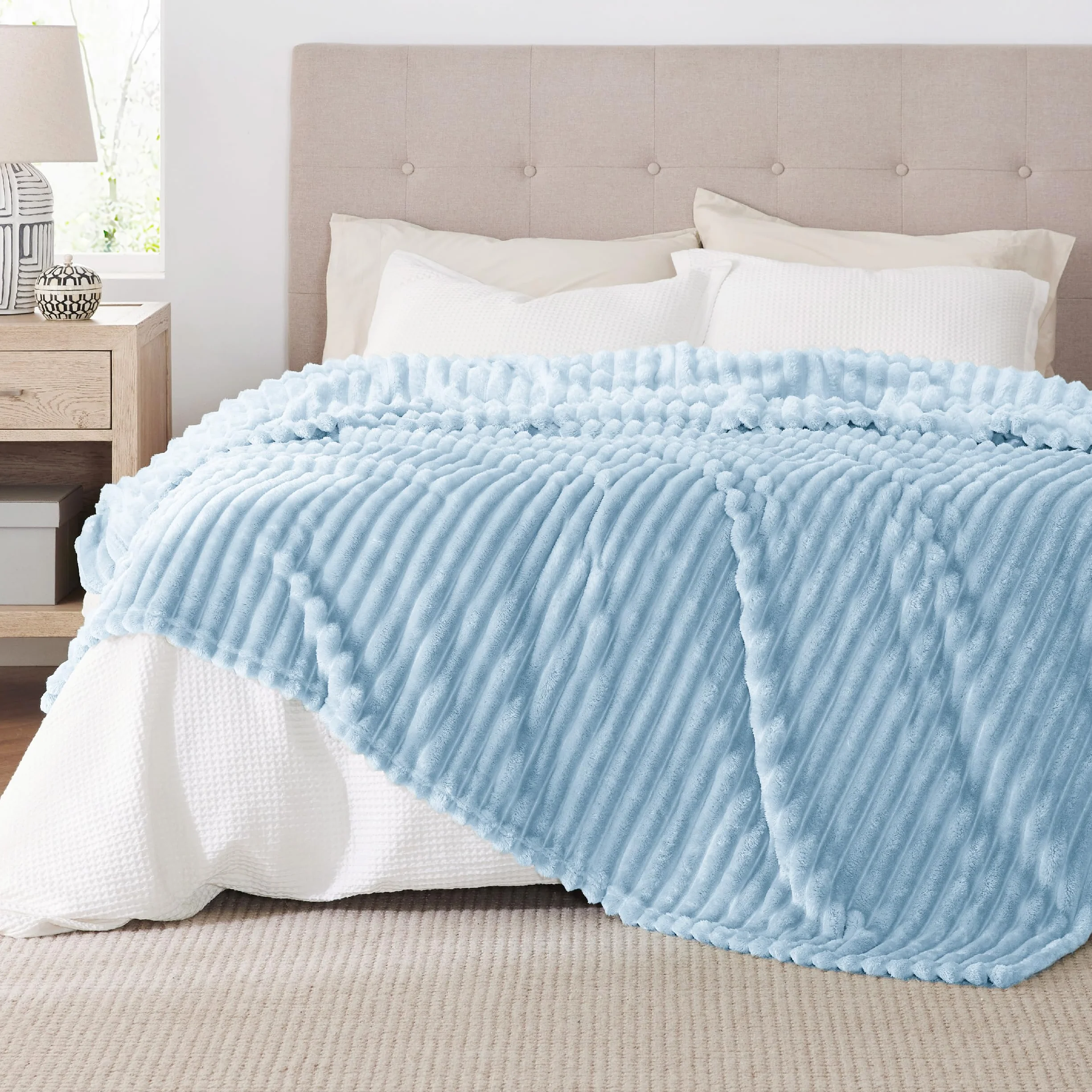 BEDSURE Koc polarowy XXL 240x220 cm ciemnoniebieski