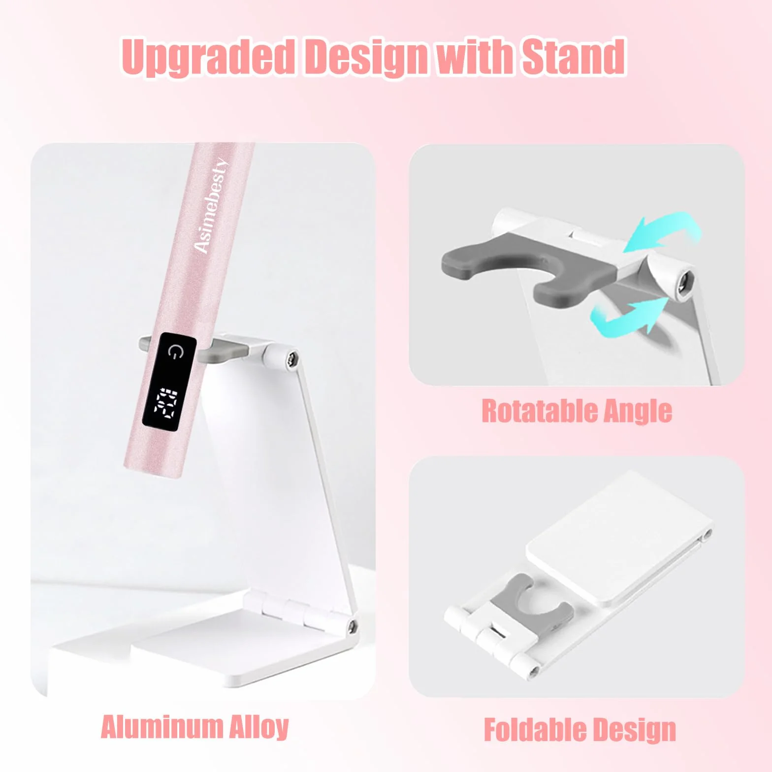 Lampy UV do Paznokci żelowych, Mini Lampa UV LED do Paznokci ze Stojakiem, Suszarka do Paznokci USB z 3 Trybami Timera Lampa do Paznokci UV Flash Cure do Szybkiego Suszenia, Róża