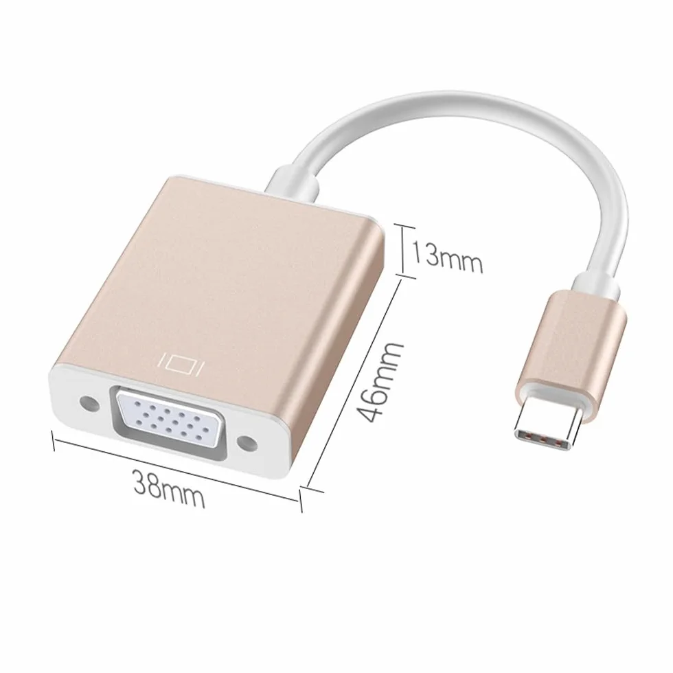 Adapter USB C na VGA, adapter Thunderbolt 3 do VGA, kompatybilny z MacBook Pro 2020/2019/2018/2017, MacBook Air 5/4/iPad Pro 2018, ChromeBook, Samsung Galaxy S10/S9/S8, Huawei Mate Book