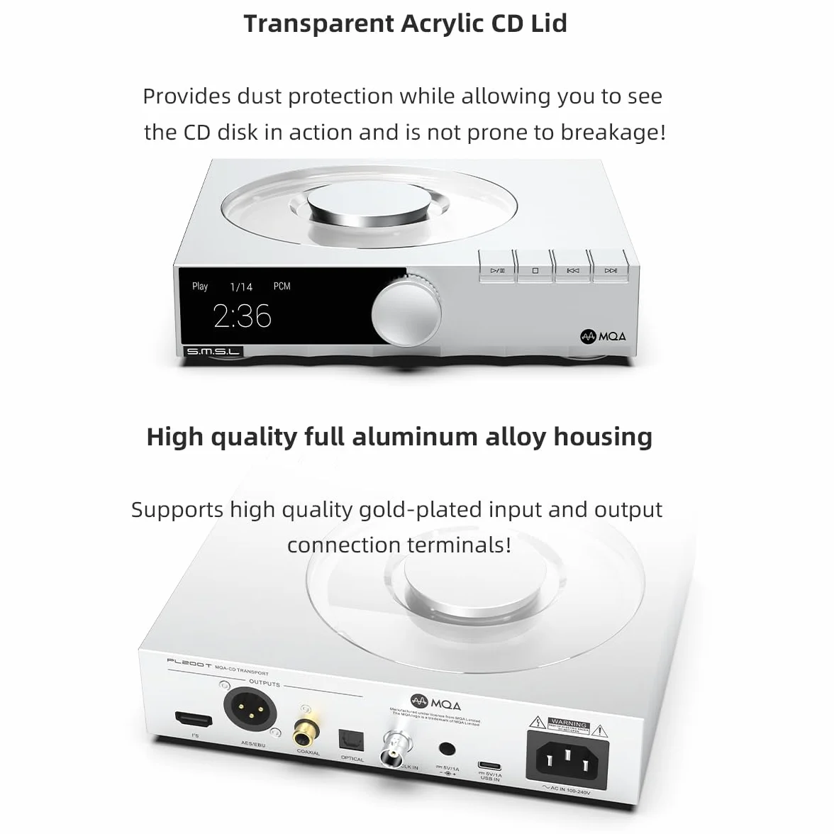 S.M.S.L PL200T MQA-CD cyfrowy transfer potrójna moc, antywibracyjny 32 bit/768kHz DSD512 zegar IO 44.1kHz/10MHz Odtwarzacz CD MQA