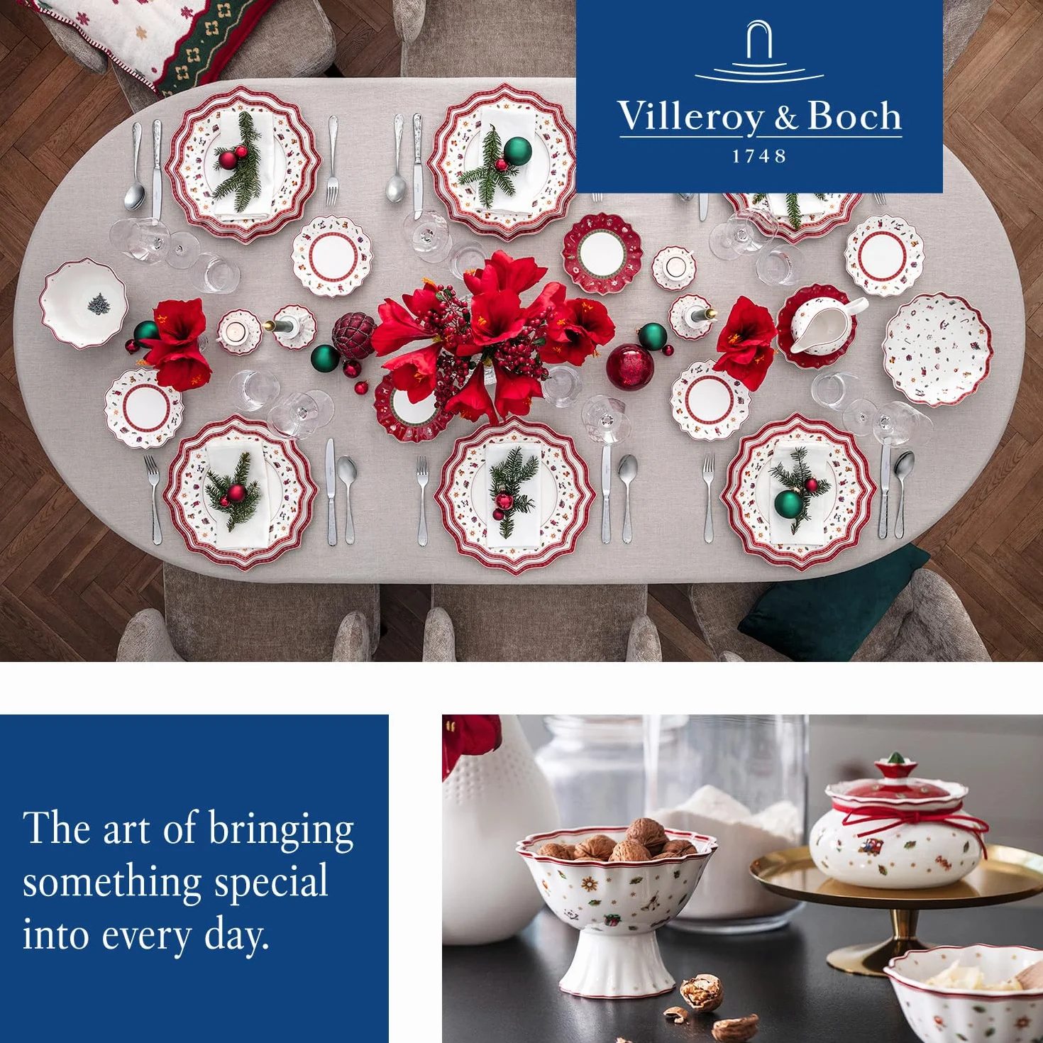 Villeroy & Boch – Toy's Delight sosjerka 2 el., ceramiczne naczynie do sosu, porcelanowy dzbanek do sosu, bożonarodzeniowa miseczka na sos, sosjerka porcelanowa, biała