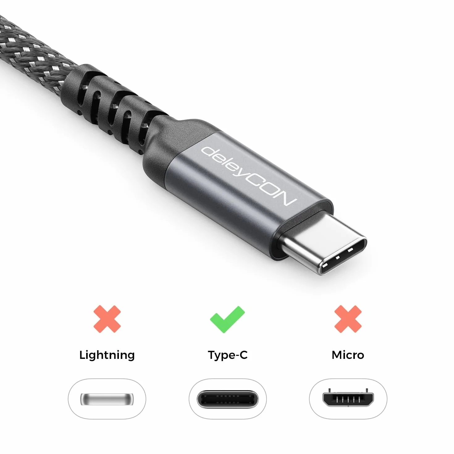 deleyCON 2m Kabel USB-A do USB-C USB 3.0 5 Gbps (USB 3.2 Gen1) - Kabel ładujący i Danych do Smartfona, Tabletu, Laptopa, Aparatu, HDD/SSD, Dysku Zewnętrznego itp.