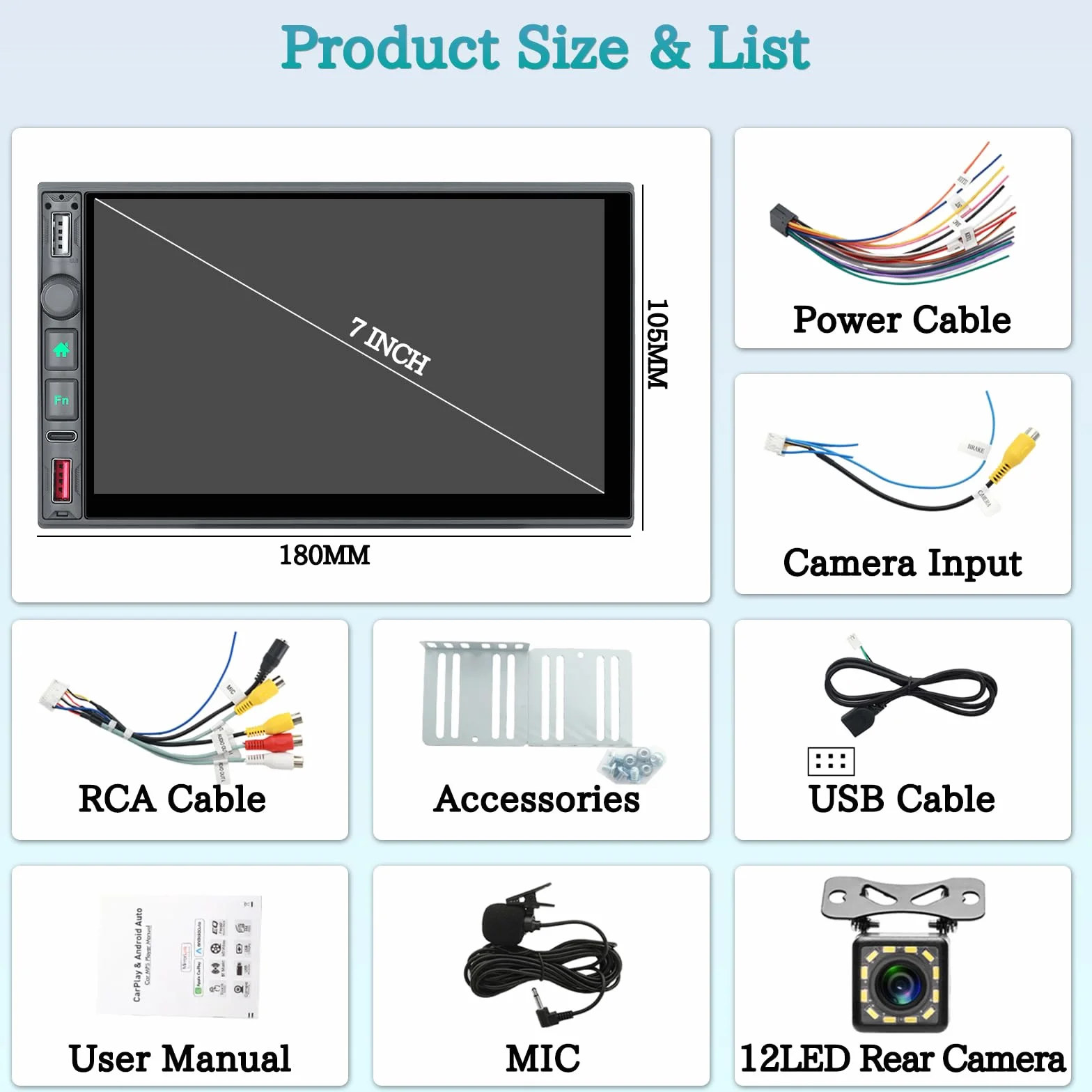 Hikity 2+32GB Android13 Estéreo Para Coche 2 Din Con Navi/Soporte Para Teléfono, Radio 10,88 Pulgadas 2 Din Android Con Navegación GPS WiFi Bluetooth Tipo-C FM USB Mirror Link