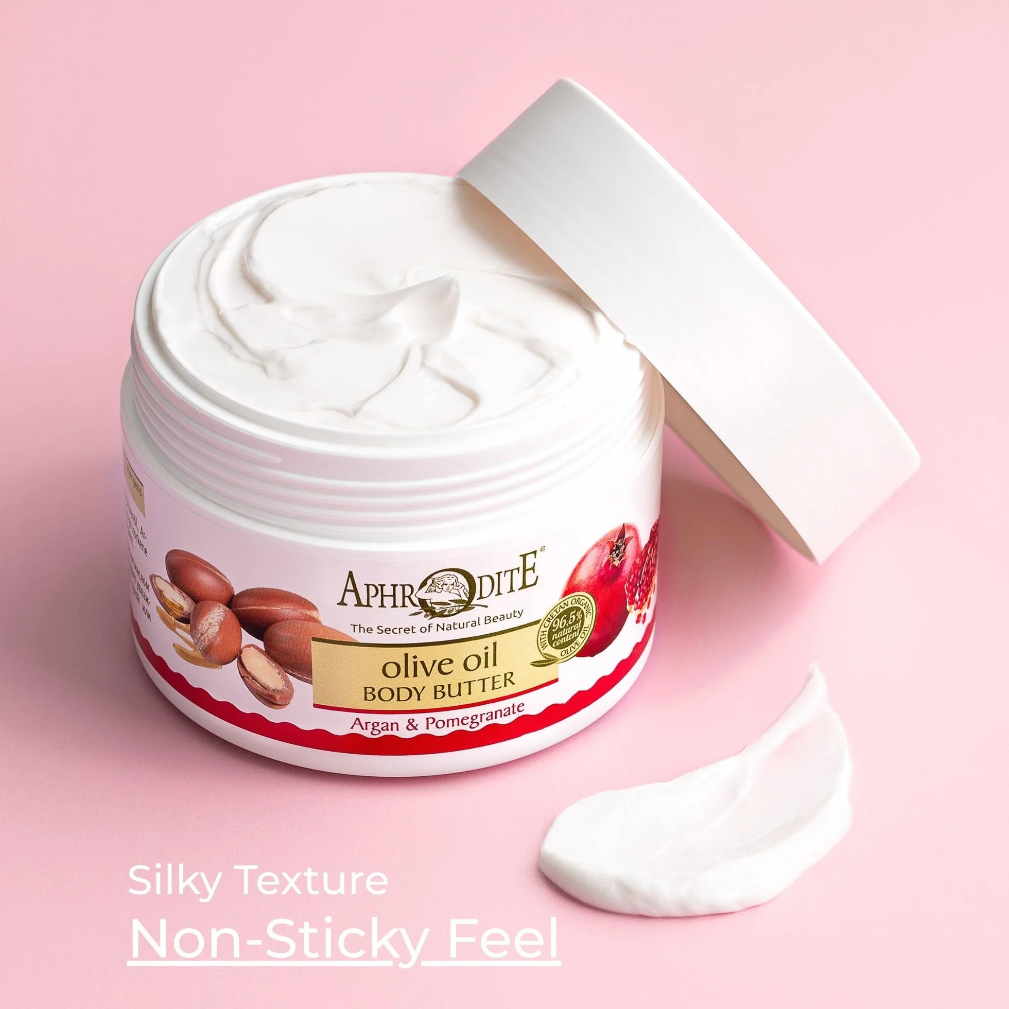 Regenerujace maslo do ciala Aphrodite z arganem i granatem - maslo przeciwzmarszczkowe z organiczna oliwa z oliwek przywracajace nawilzenie (200 ml)