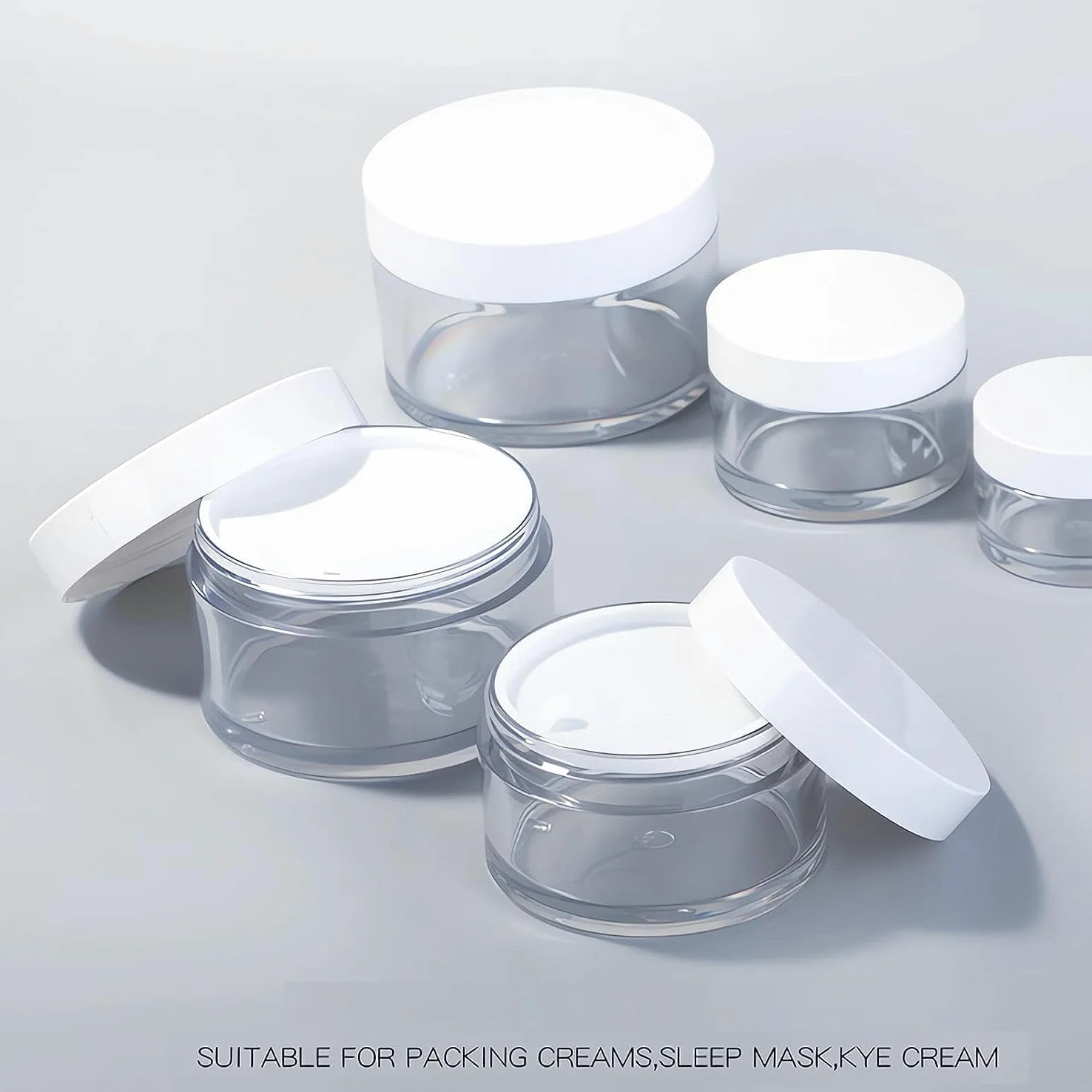 Słoiczki kosmetyczne, Opakowanie 6 plastikowych słoiczków kosmetycznych 200 g z zakrętką, pojemnik na kremową maseczkę do twarzy(100ml)