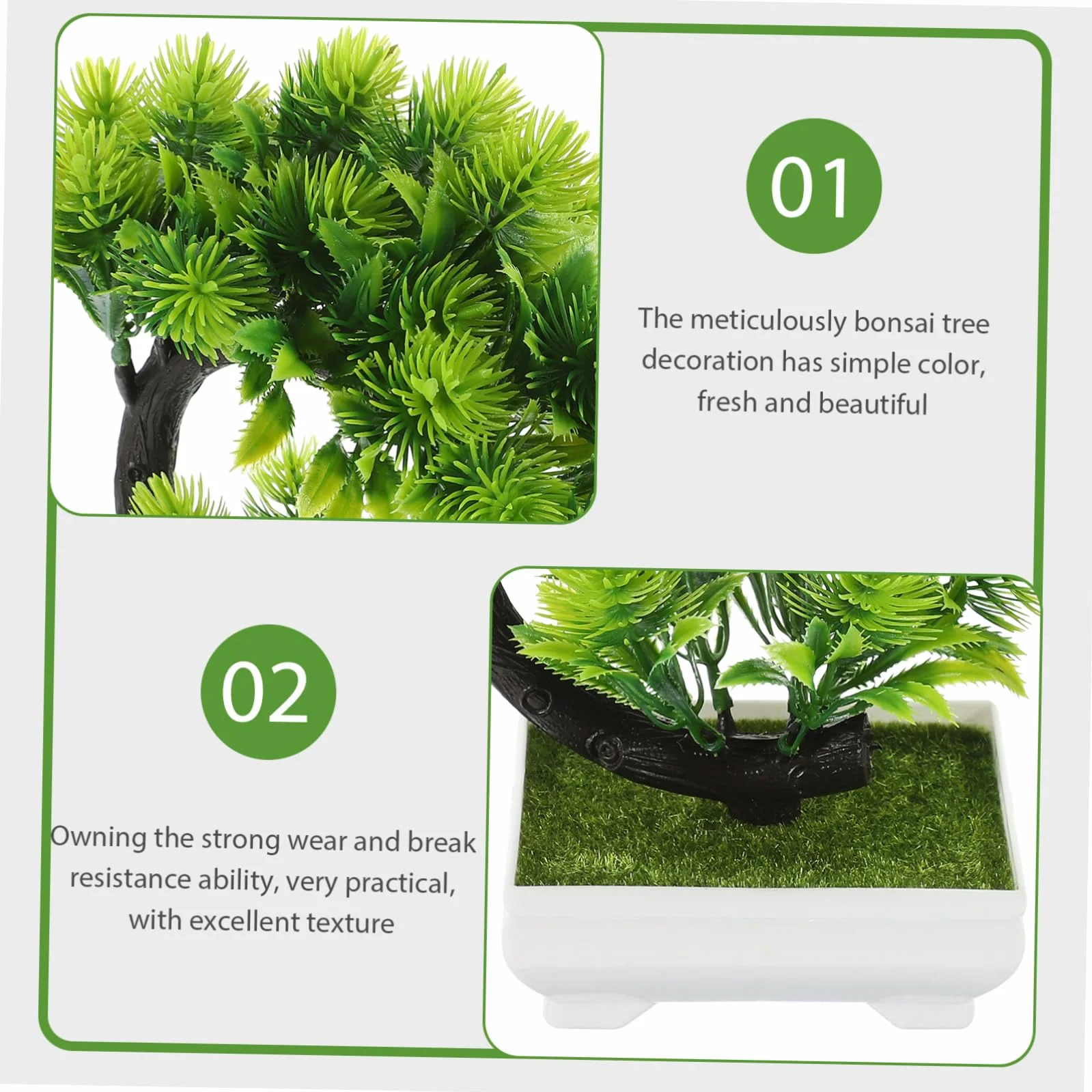Amosfun Elegancka Sztuczna Roślina Bonsai Plastik Dekoracja Doniczkowa