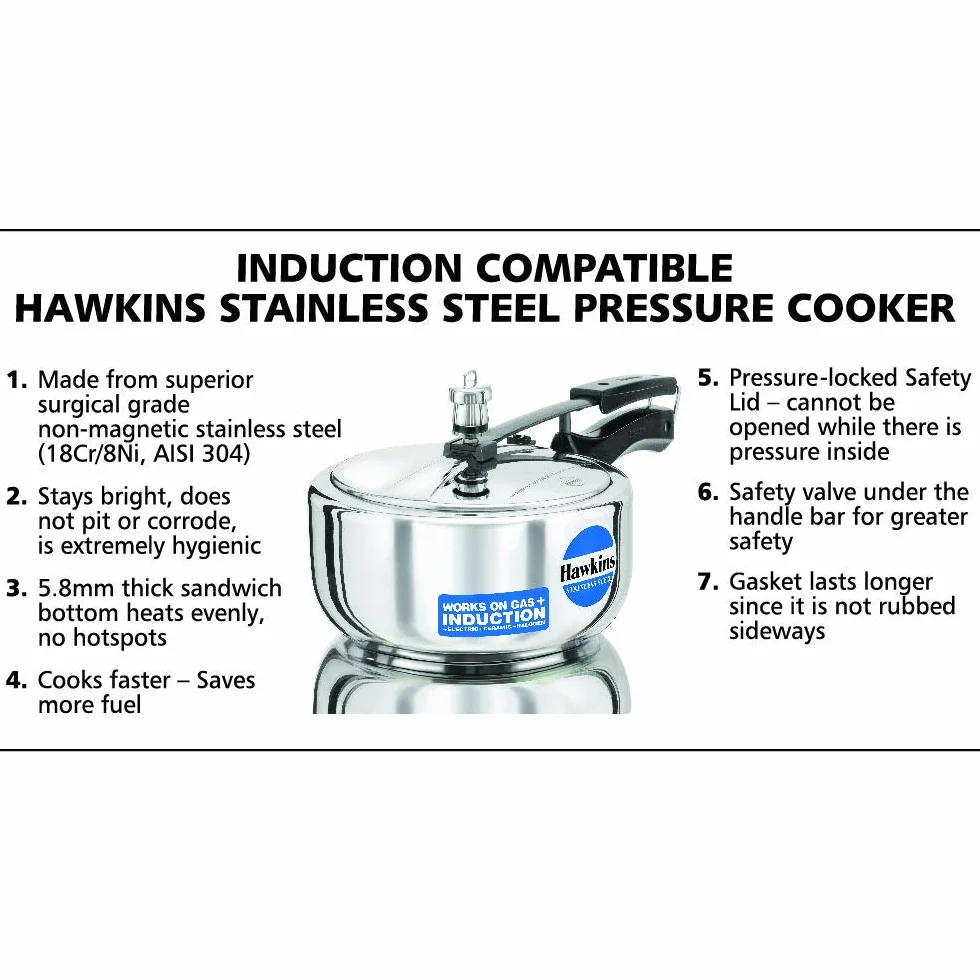 Hawkins 3-litrowy szybkowar ze stali nierdzewnej indukcyjny srebrny HSS3W