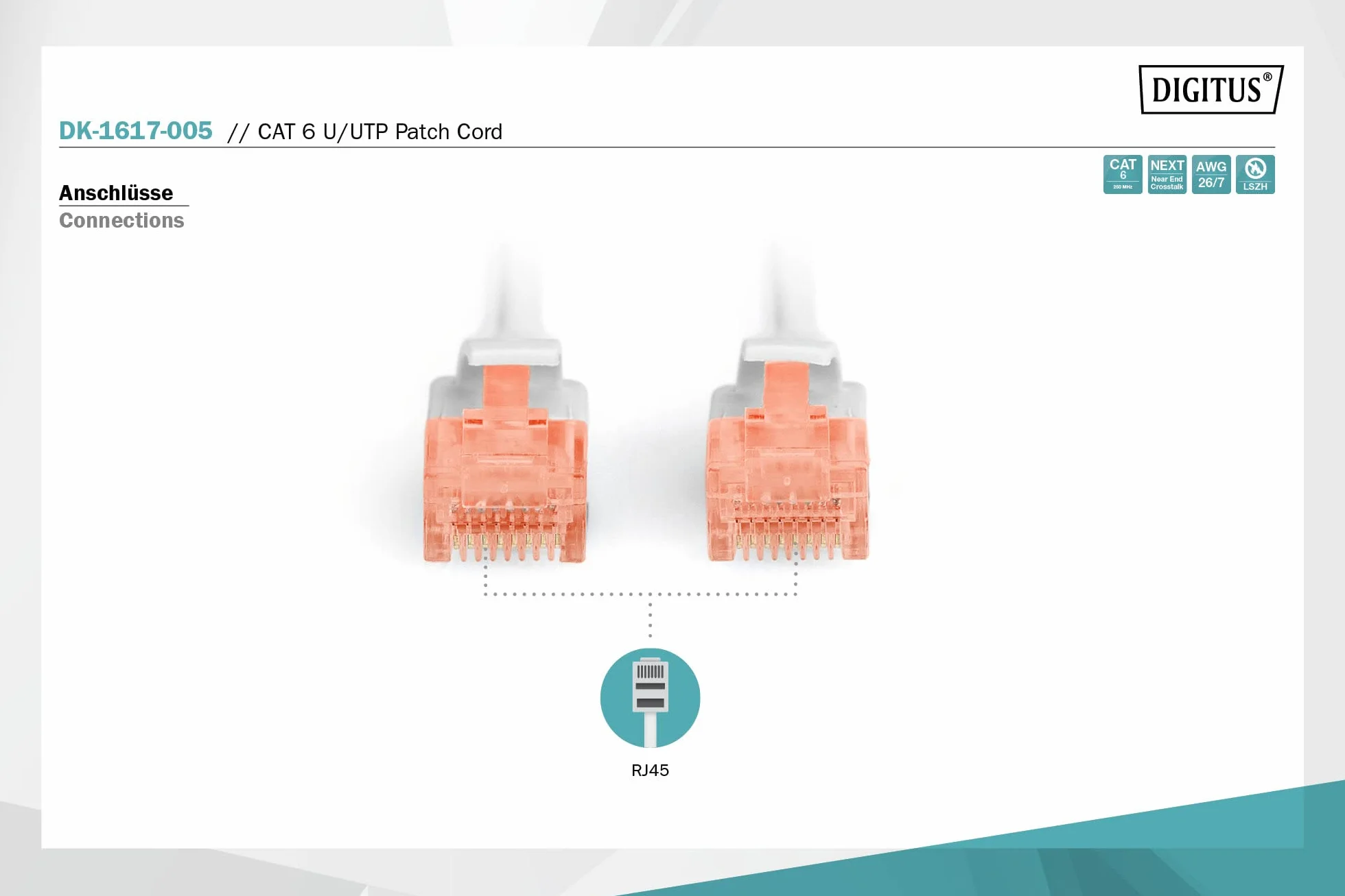 DIGITUS Kabel LAN Cat 6 – 0,5 m – U/UTP nieekranowany – 1 Gbit/s – 250 MHz – PoE++ – AWG 27/7 – LSZH – kabel sieciowy RJ45 – kabel krosowy – kompatybilny z Cat6A i Cat5e – szary