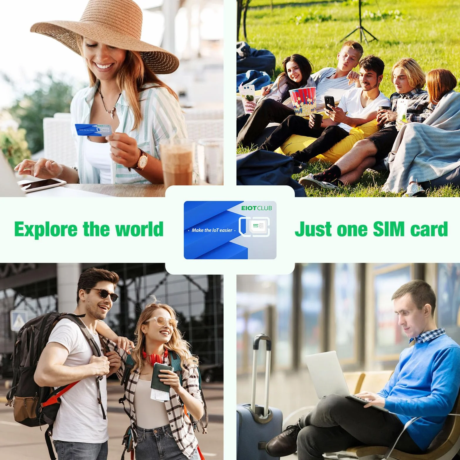 EIOTCLUB Karta SIM, 2 GB na 30 dni, zasięg w Chinach, Japonii, Korei Południowej, USA i 33 krajach europejskich, 5G, możliwość ponownego ładowania, bez umowy