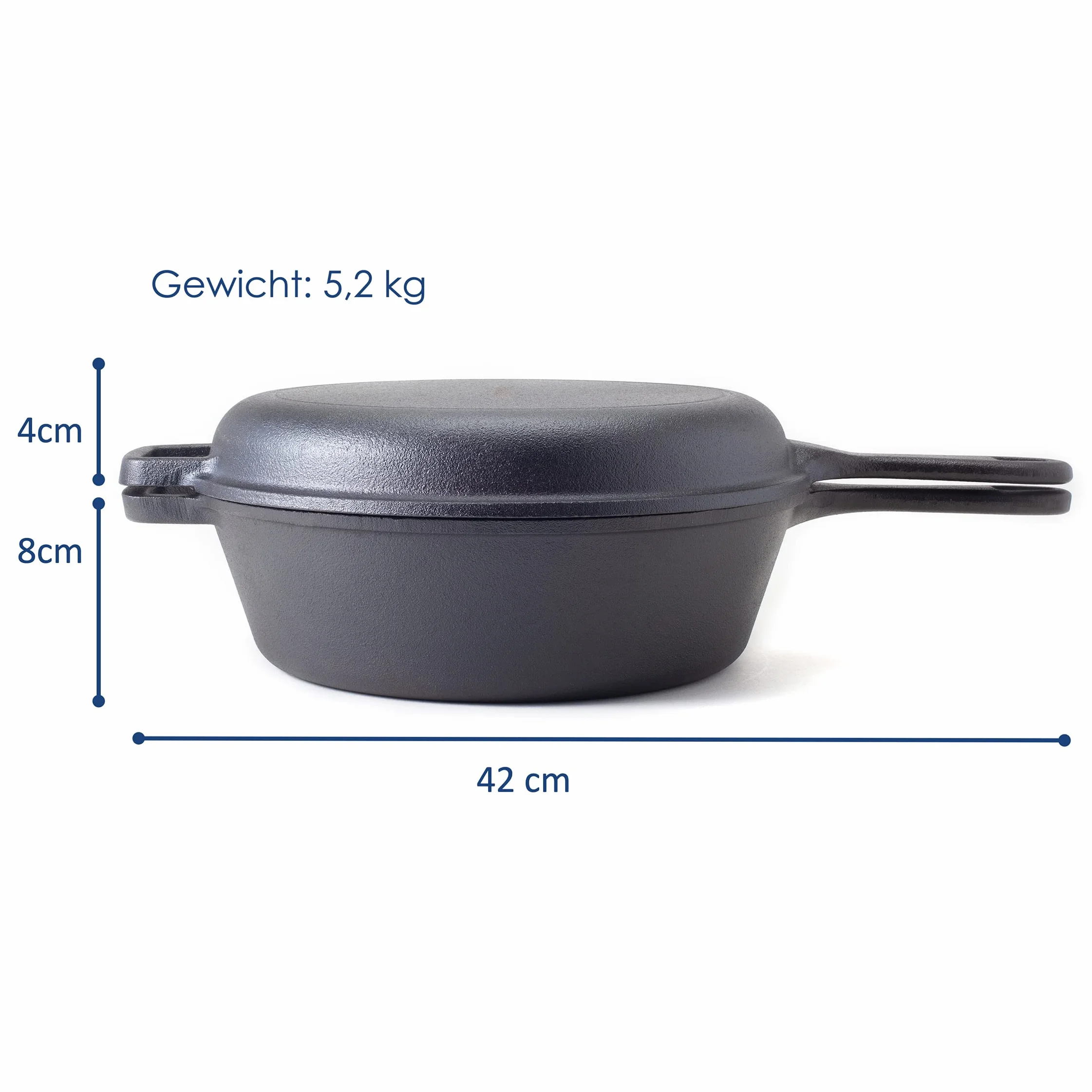 Hanseküche Rondel żeliwny 2 w 1 Ø 26 cm garnek z patelnią