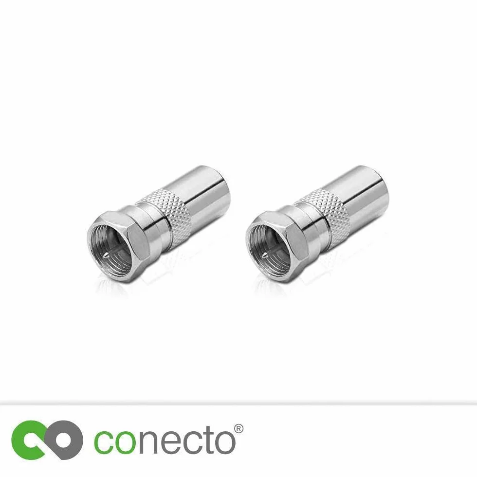 conecto SA-CC50829-SET2 adapter antenowy, wtyczka F na wtyczkę IEC, adapter do podłączenia złączy IEC ze złączami satelitarnymi, zestaw 2 szt
