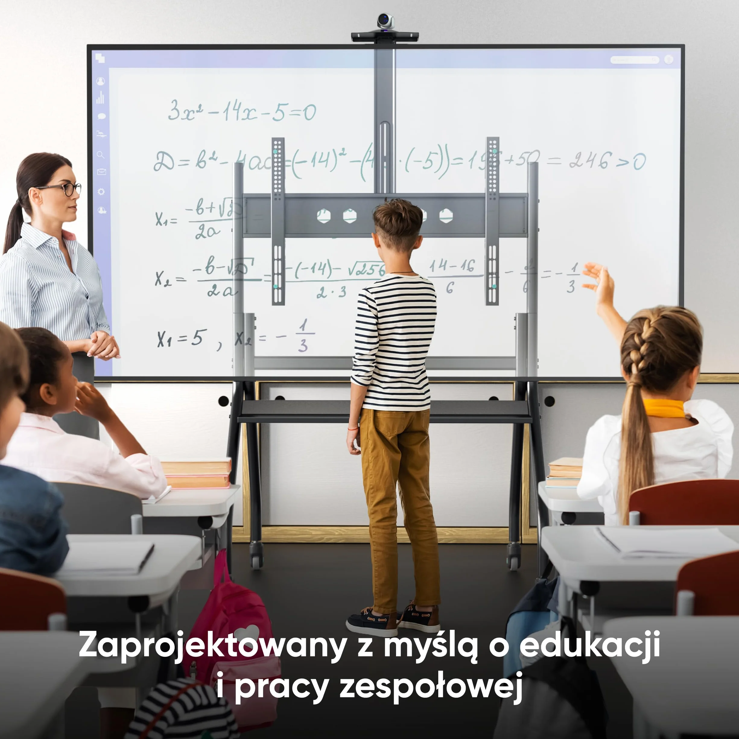 ONKRON Stojak pod telewizor z kółkami o przekątnej 60-120", maks. obciążenie do 150 kg, profesjonalna podstawka pod telewizor z regulacją wysokości, maks. VESA 1000 x 600, stojak na telewizor z