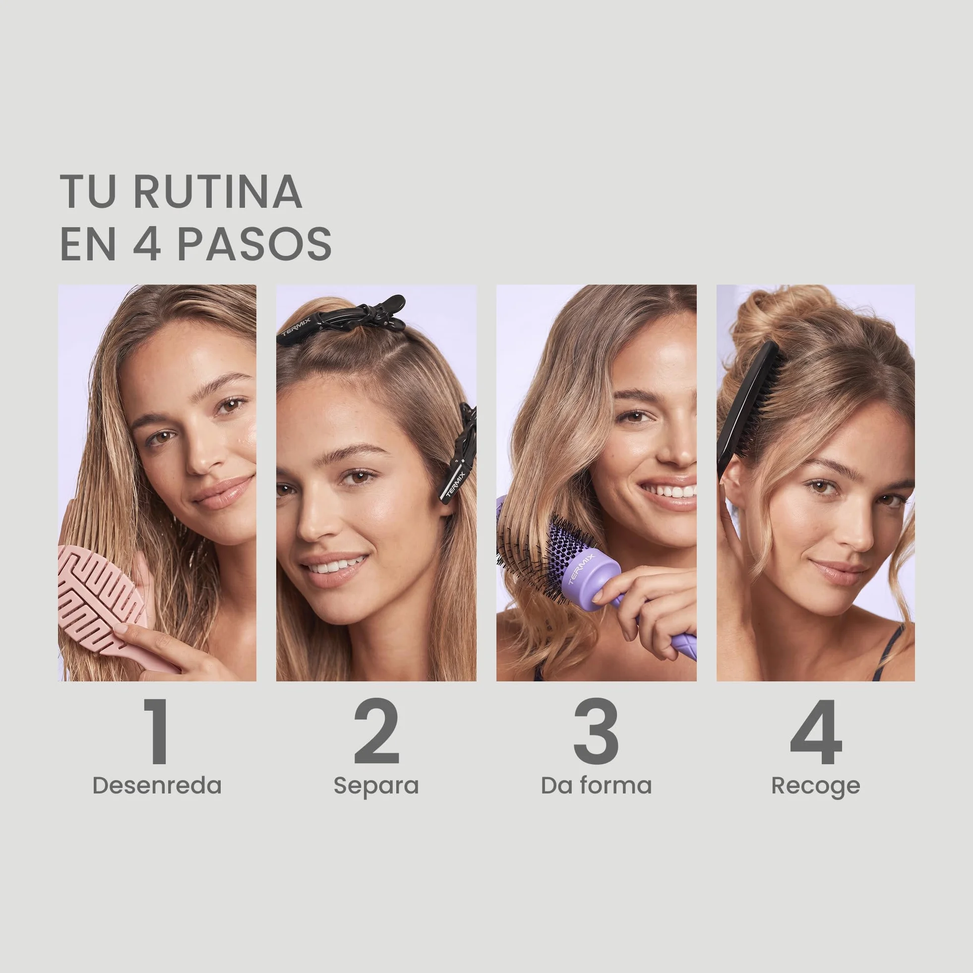 TERMIX - Perfect Look Kit Pride | Zestaw do stylizacji włosów z okrągłą szczotką Ø43, szczotką do rozczesywania, szczotką do zbierania, 6 pęsetami i kosmetyczką | Kształt, ruch, połysk i pełna rutyna