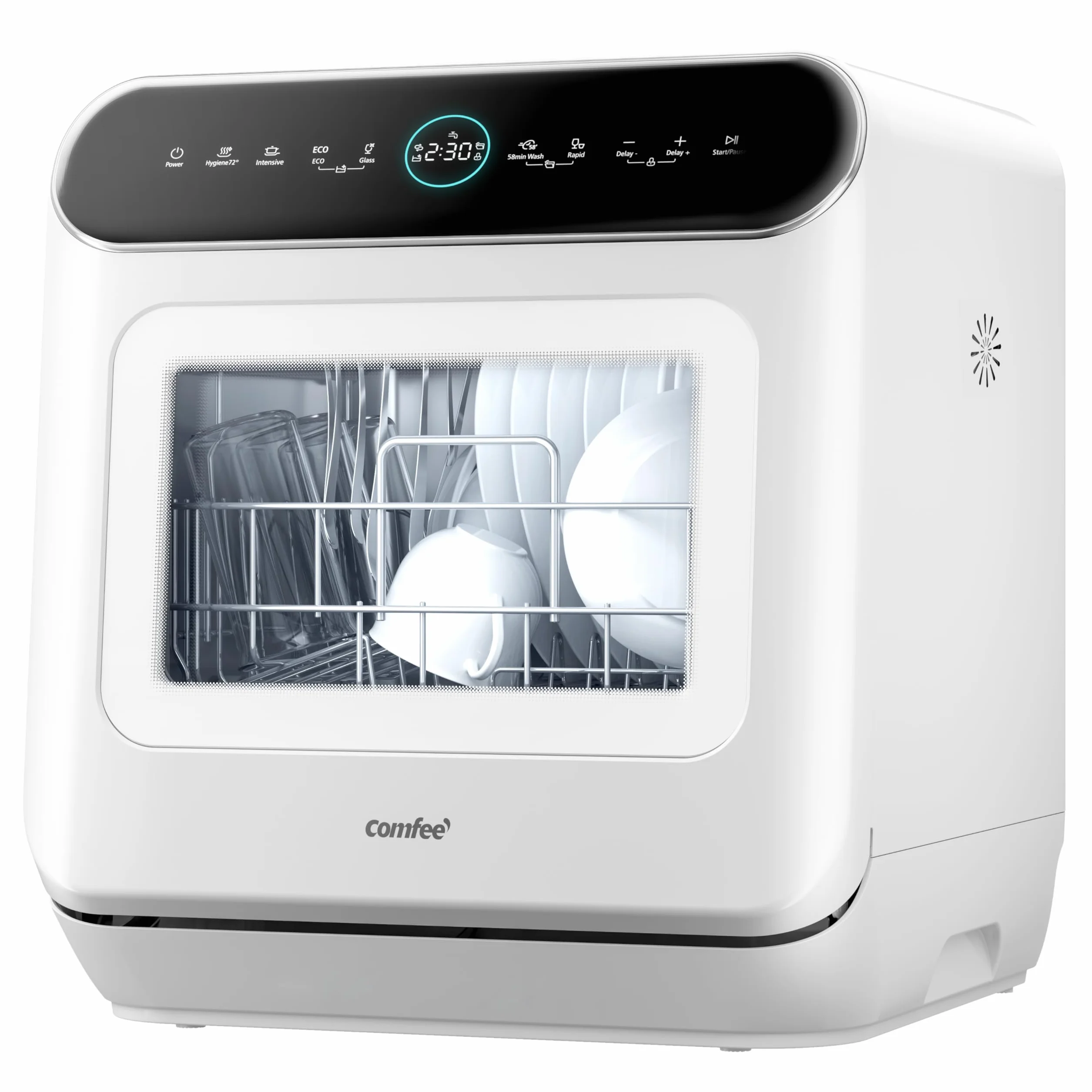 COMFEE' Mfd42S110W-It zmywarka wolnostojąca 7 programów dotyk sterowania LED opóźniony start biały