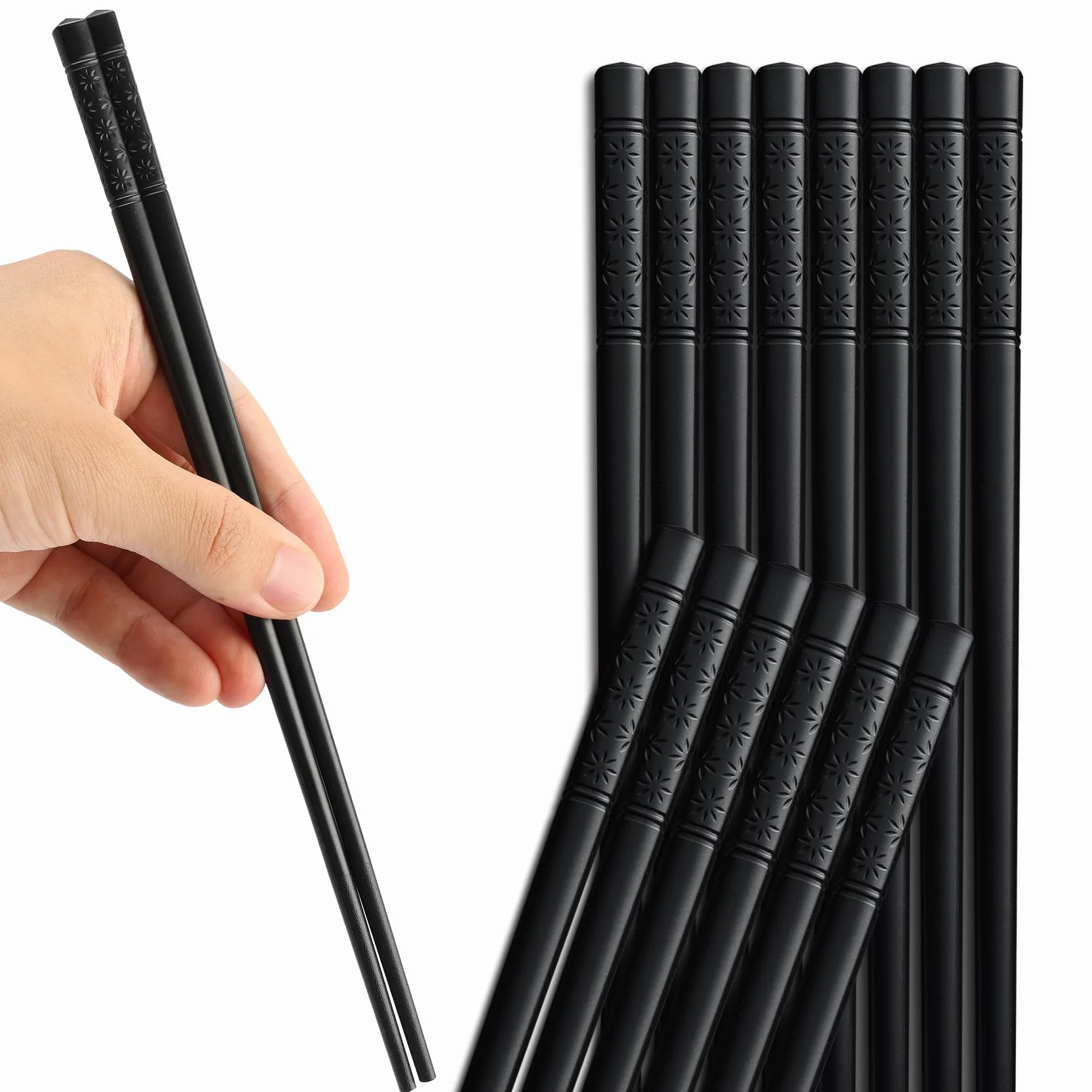 Pałeczki z włókna szklanego 8 par wielokrotnego użytku japońskie chińskie z wzorami sakura do mycia w zmywarce zestaw do sushi makaronu