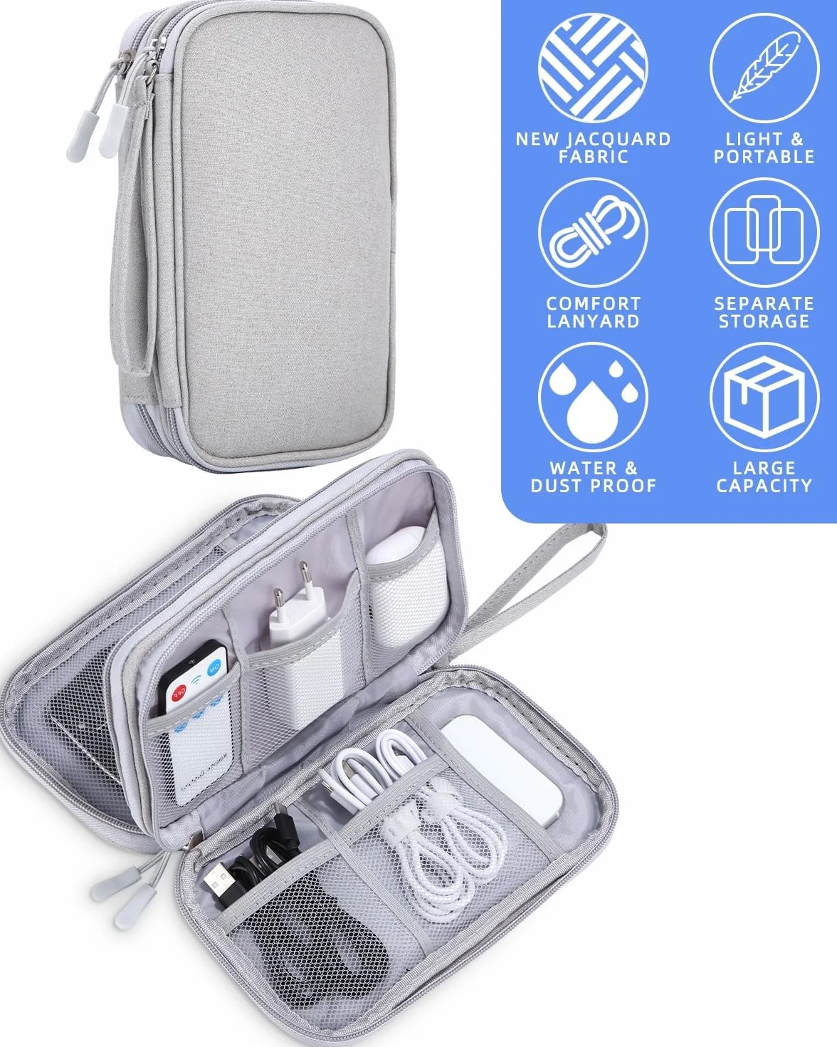 Torba na kable,organizer do torby na elektronikę, organizer do torby na kable podróżny na zasilacz, kabel, ładowarka, power bank,organizer podróżny na kabel do ładowania telefonu komórkowego