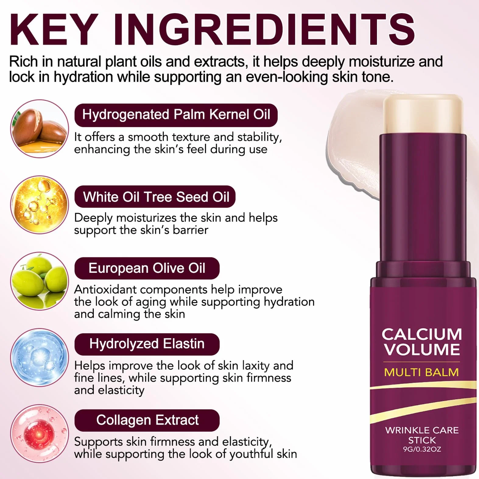 Cemenrete Calcium Volume Multi Balm, Calcium Multi Balm Stick, przeciwzmarszczkowy krem pod oczy przeciw zmarszczkom i drobnej linii, kolagenowy balsam pod oczy, krem nawilżający do oczu, szyi, twarzy