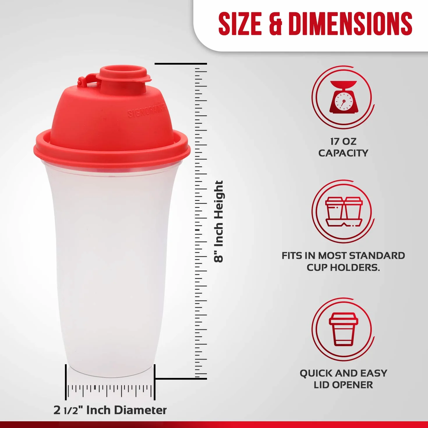 SIGNORA WARE Proteinowy shaker 500 ml, zestaw 2 sztuk, do napojów proteinowych, suplementów diety w proszku, białek kulturystycznych, sosów do sałatek, bez BPA